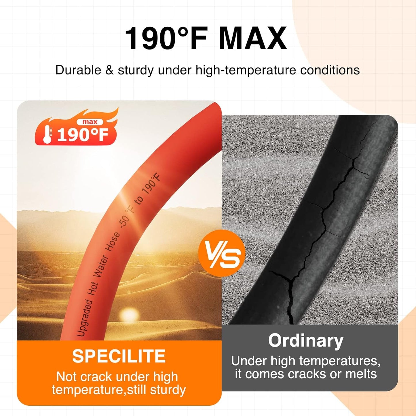 3/4" Hot/Cold Garden Water Hose 100 ft, -50℉-190℉,Flexible & Lightweight With 3/4" Brass Fittings for Yard, Outdoor, Farm, Red