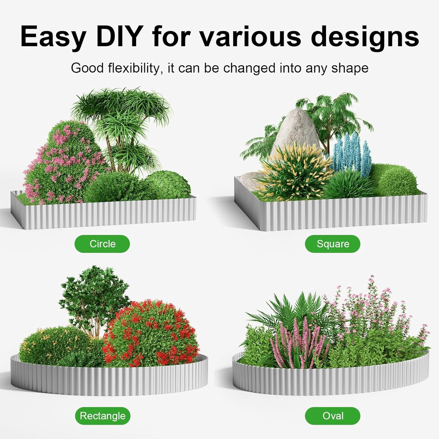 Land Guard Corrugated Garden Edging Border, 6" x 25' Landscape Paver Edging, Tall Landscape Edging, Fence for Garden, Flower Bed, Lawn and Landscape Edging (Silver)