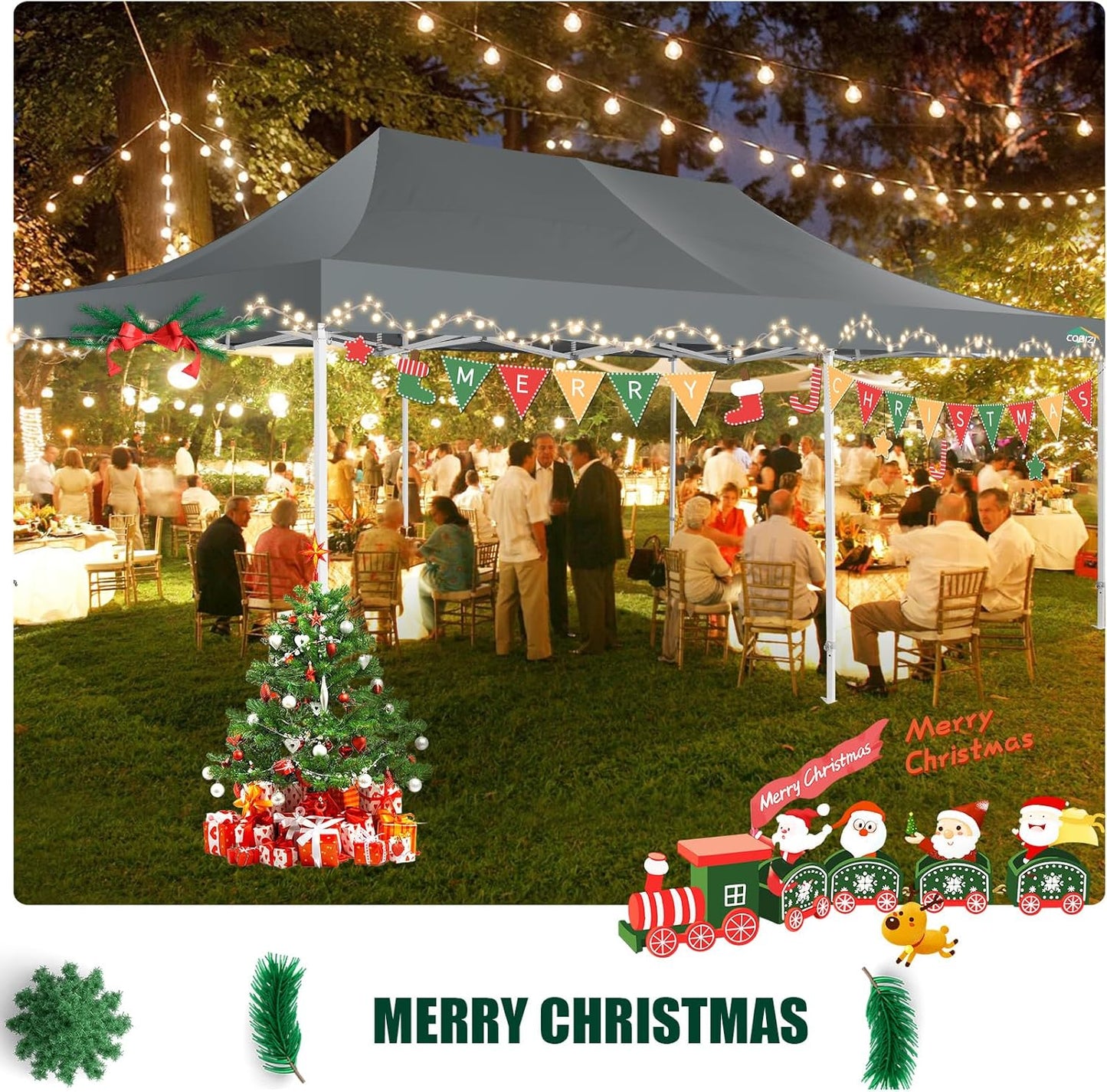 COBIZI 13x26 Pop Up Tent 13x26 Canopy with Sidewalls Heavy Duty Canopy Party Tent for Parties, Outdoor Wedding Large Event Tent Wind Waterproof UPF 50+ Ez Up in Garden Lawn with Roller Bag, Gray