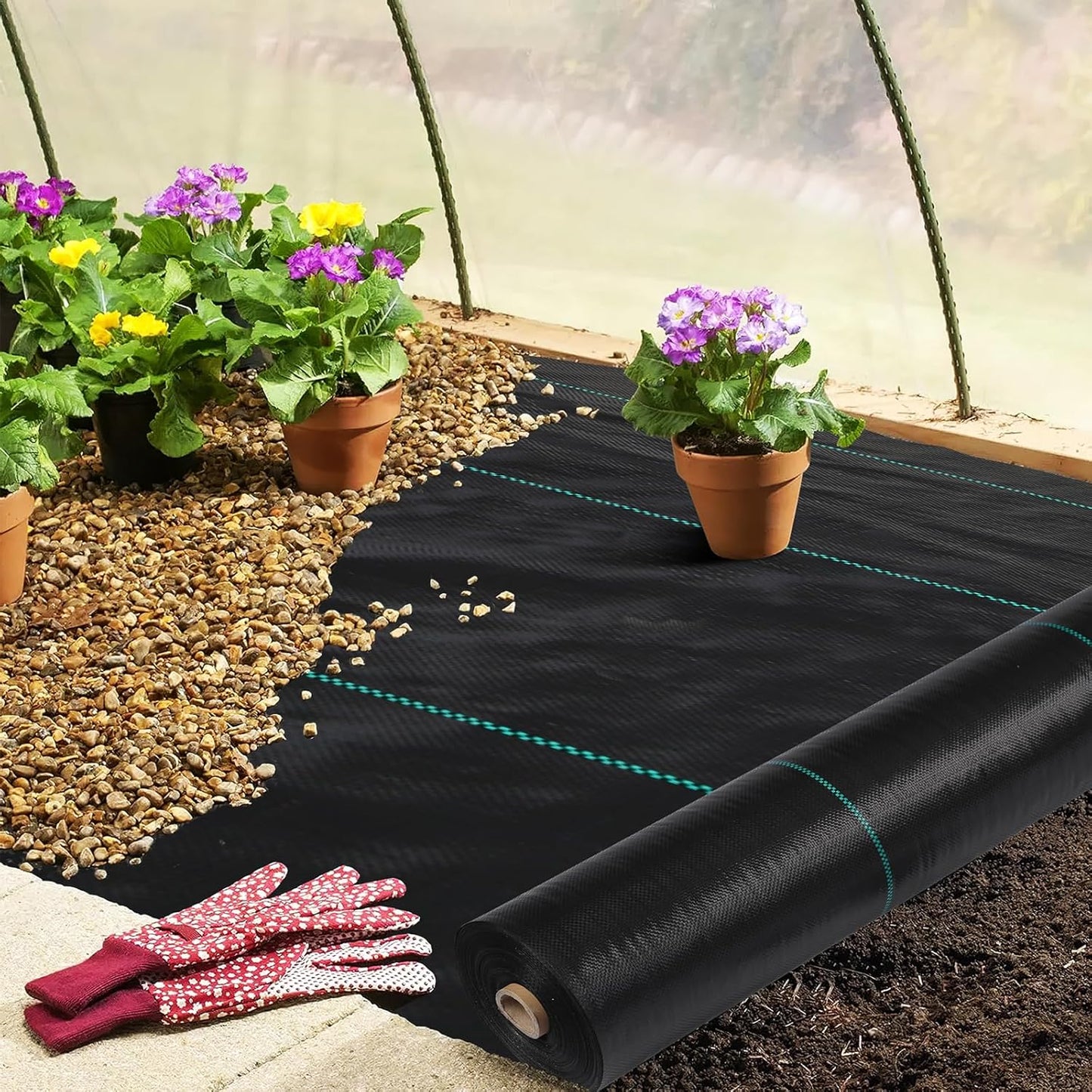 6 x 600 FT Weed Barrier Fabric,3.2 OZ Landscape Fabric,Heavy Duty PP Ground Cover for Gardening,Farming
