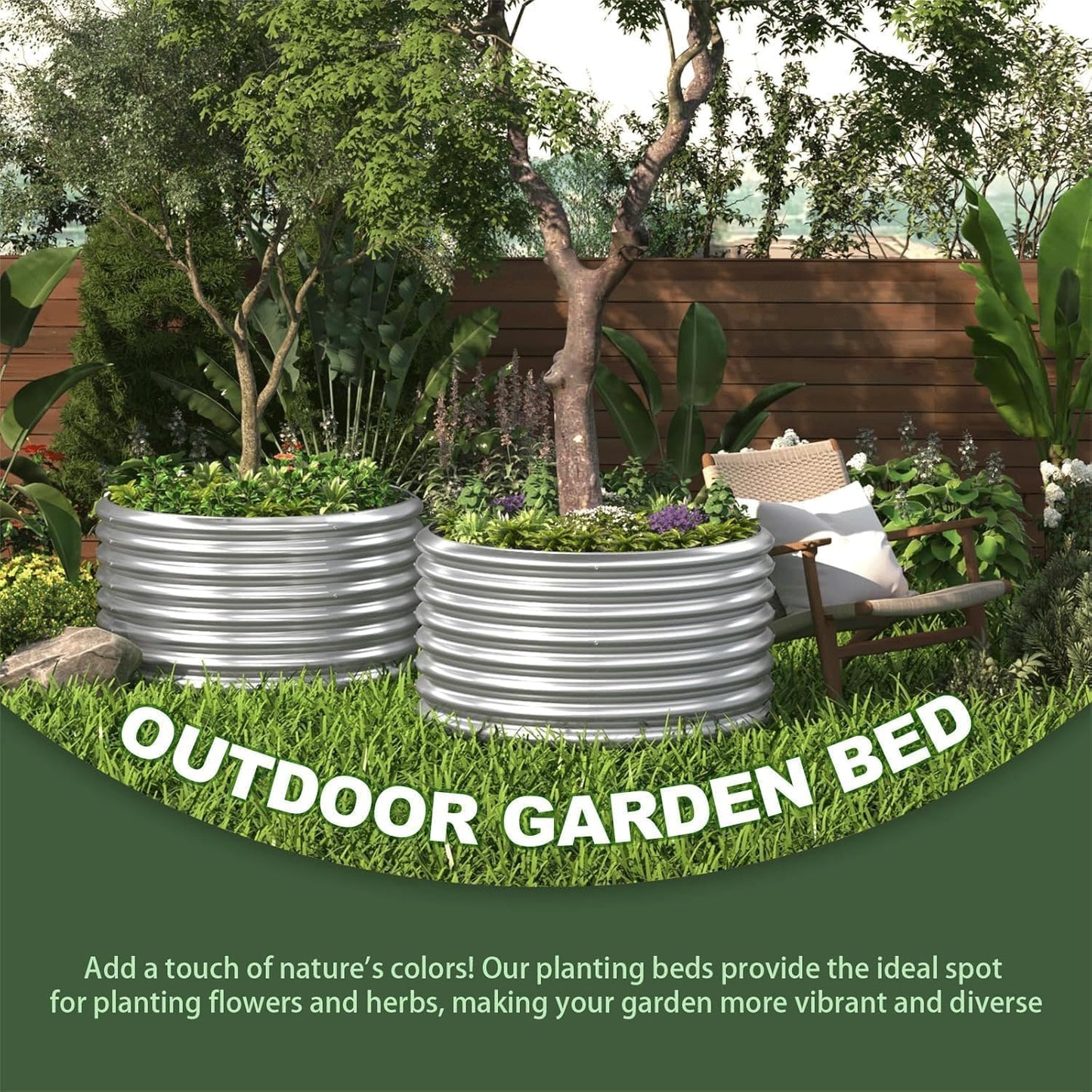 5 Pack 3x3FT Round Galvanized Raised Garden Bed Outdoor,Metal Garden Bed for Vegetables,Steel Raised Beds for Gardening,Above Ground Garden Box for Flower