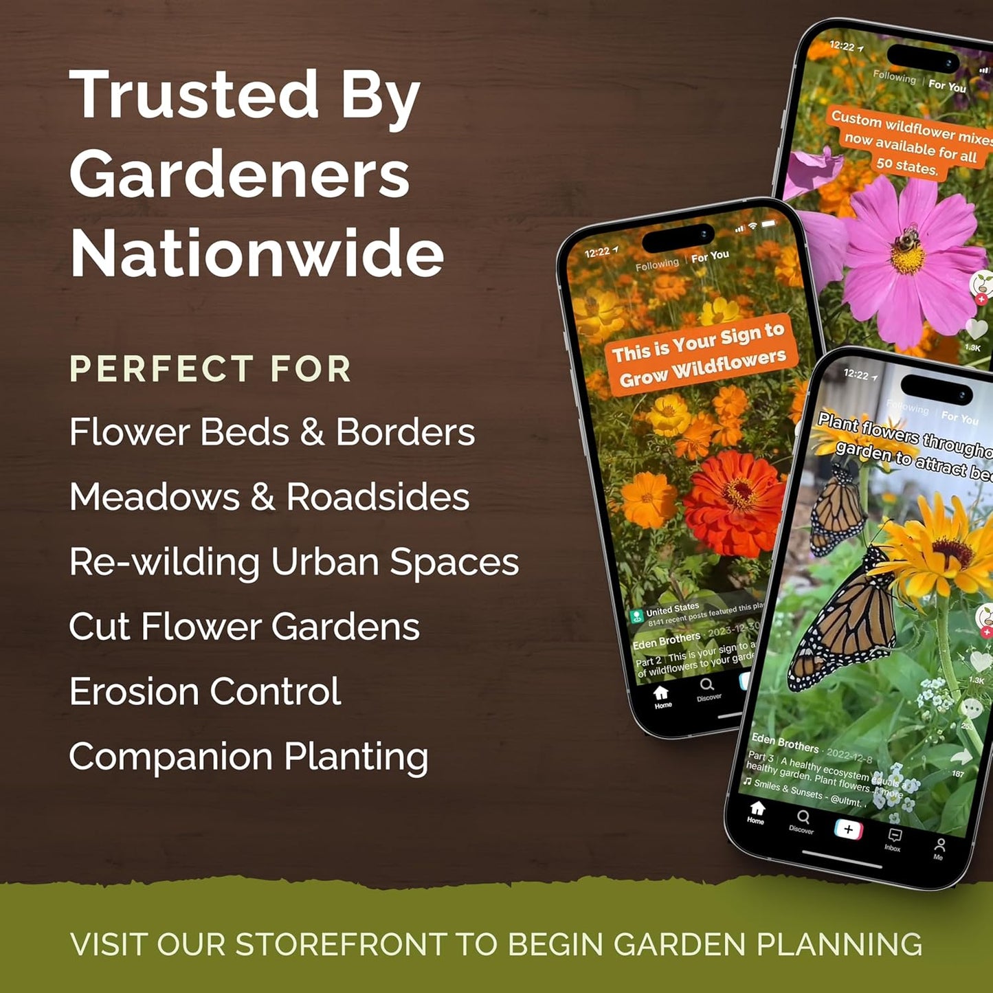 Eden Brothers Deer Resistant Wildflower Mixed Seeds for Planting, 25 lb, 12,000,000+ Seeds with Foxglove, Forget Me Not | Attracts Pollinators, Plant in Spring or Fall, Zones 3, 4, 5, 6, 7, 8, 9, 10