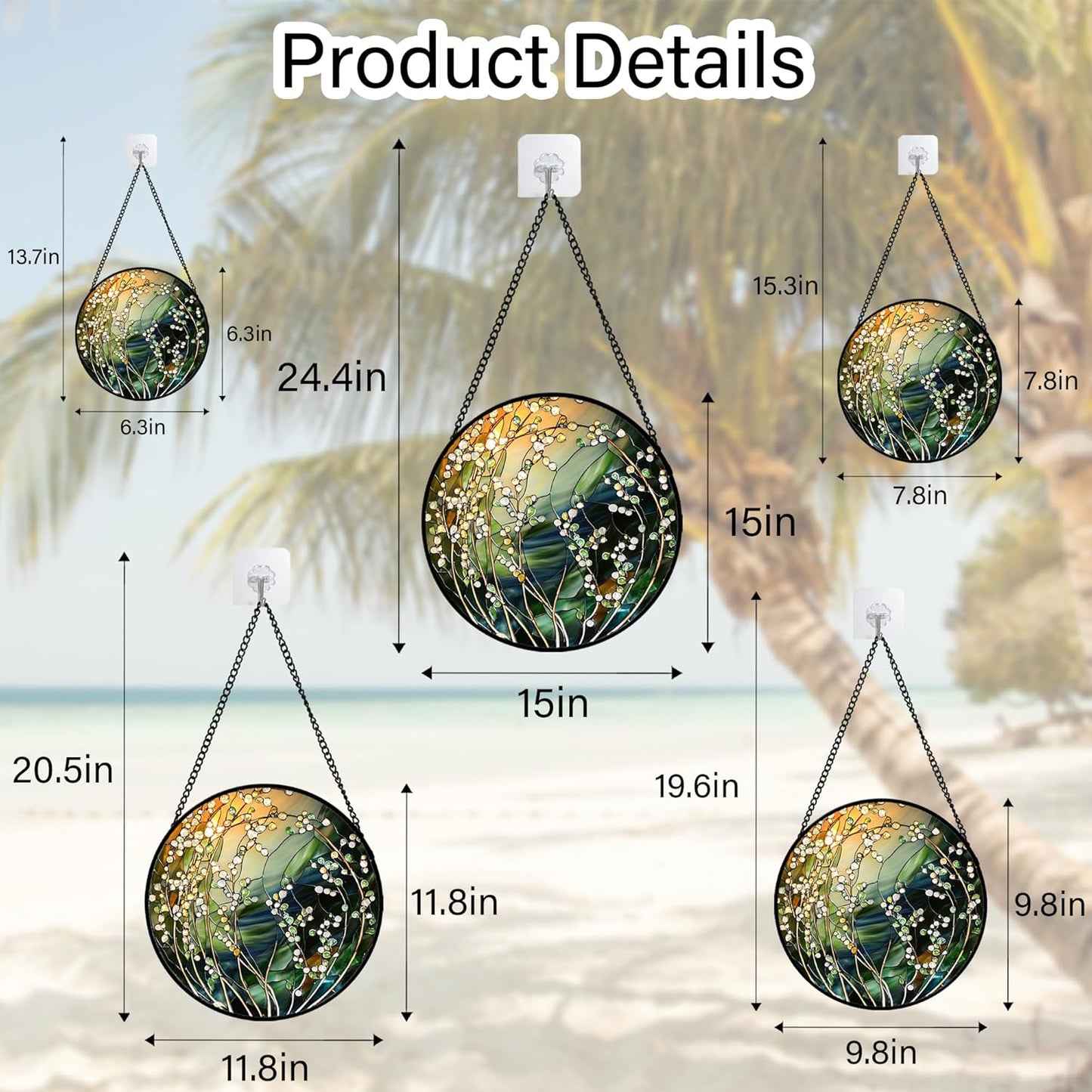 Stained Glass Suncatcher, Yellow Green Gradient Flower Sun Catcher Plants Stain Glass Window Hanging Decoration Mother's Day Birthday Gifts for Women Men Mom and Nana 11.8 in