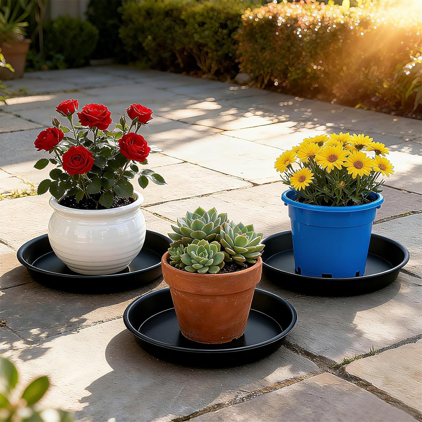 TITE Plant Saucer 16 inch,Heavy Large Planter Durable Thicker Plastic Plant Trays for Indoors and Outdoor,Plant Saucer Drip Trays,Black (16 inch, Black)