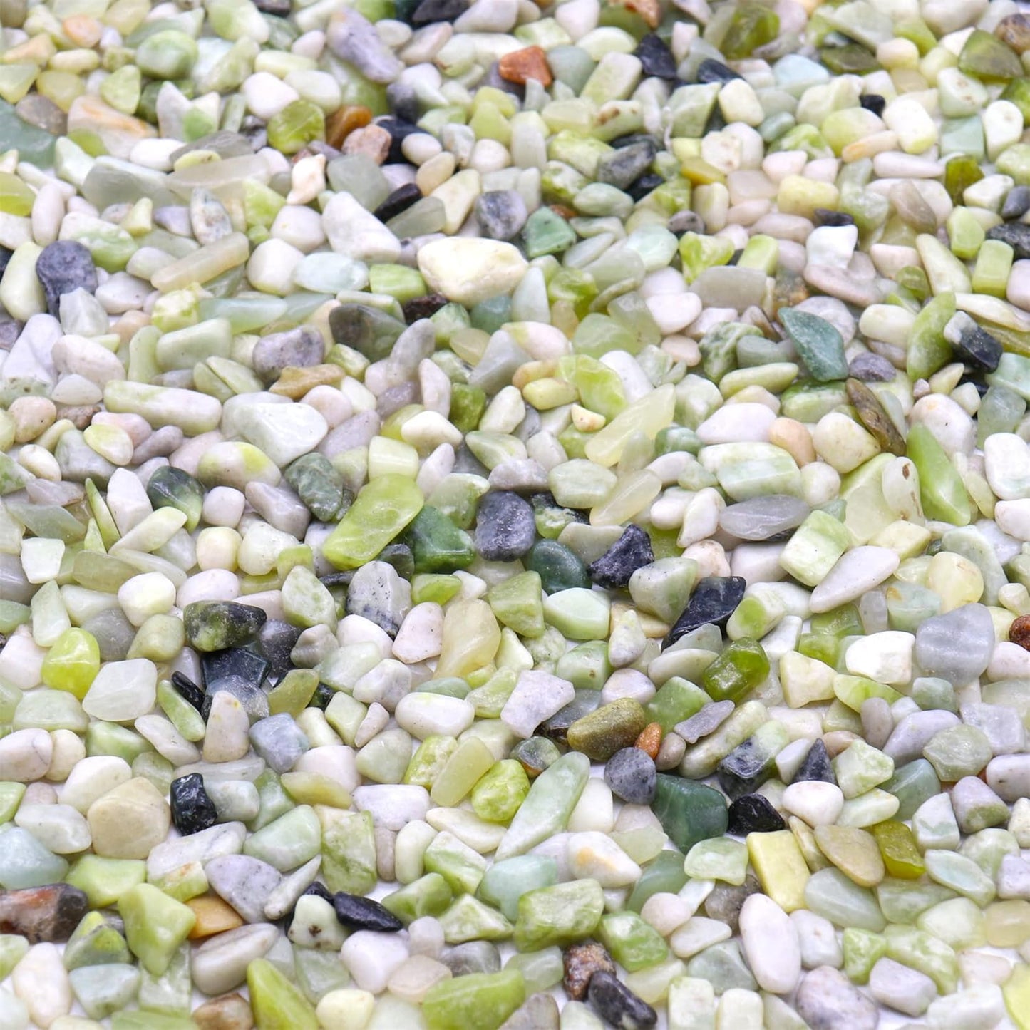 Rocks for Plants. Green Jade Decorative Polished Pebbles. 1/5 Inch – 5 lbs for Garden, Vase fillers, Crafting, Succulents, pots, Plants (Mini (0.2 Inch), Green Jade - Polished, 5)