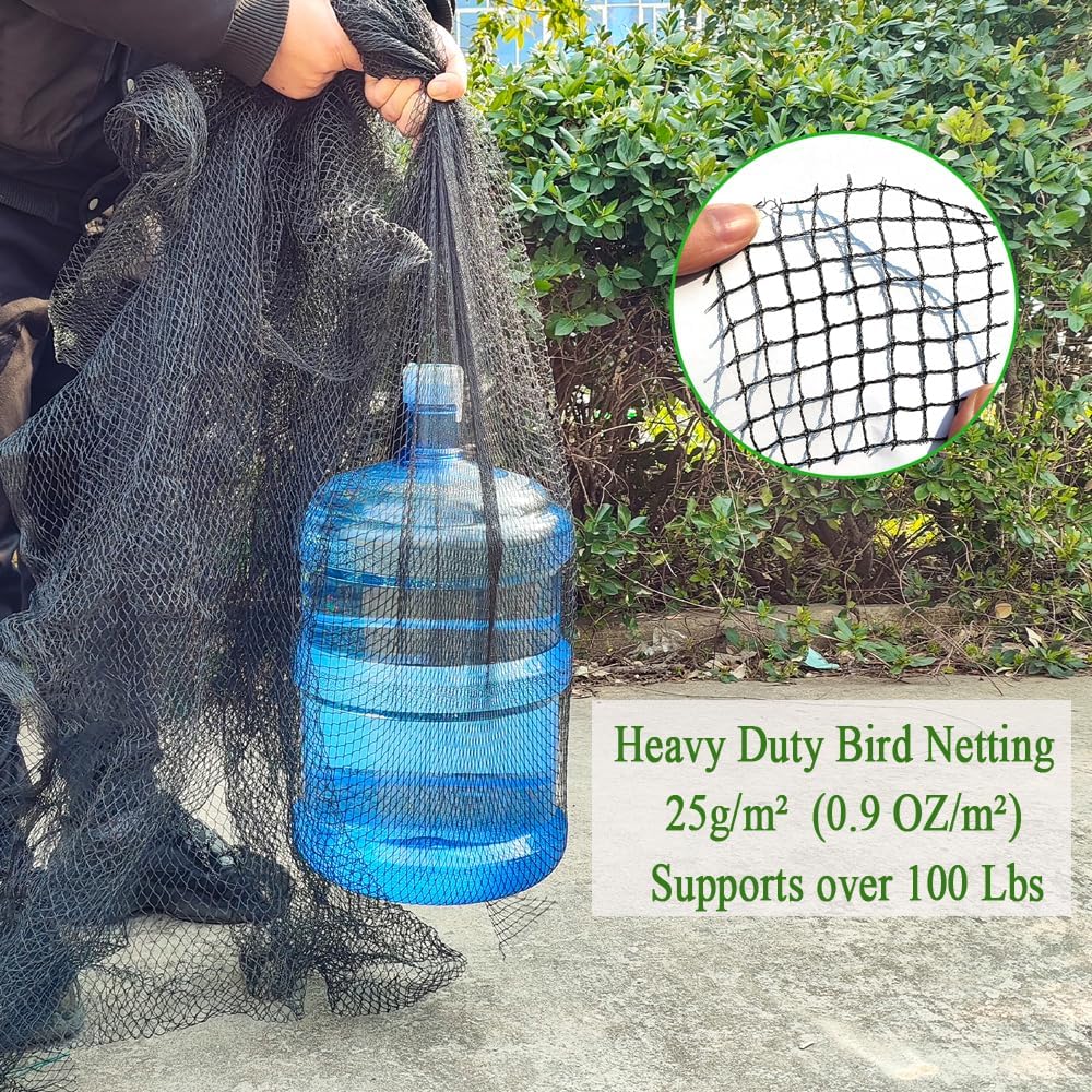 Woven Bird Netting 25X25 FT, 1/2" Mesh, Strong Bird Net Protect Fruit Trees, Blueberry, Vegetables, Strawberry Plants, Garden Netting Pest Barrier, Against Deer, Squirres, Small Critters