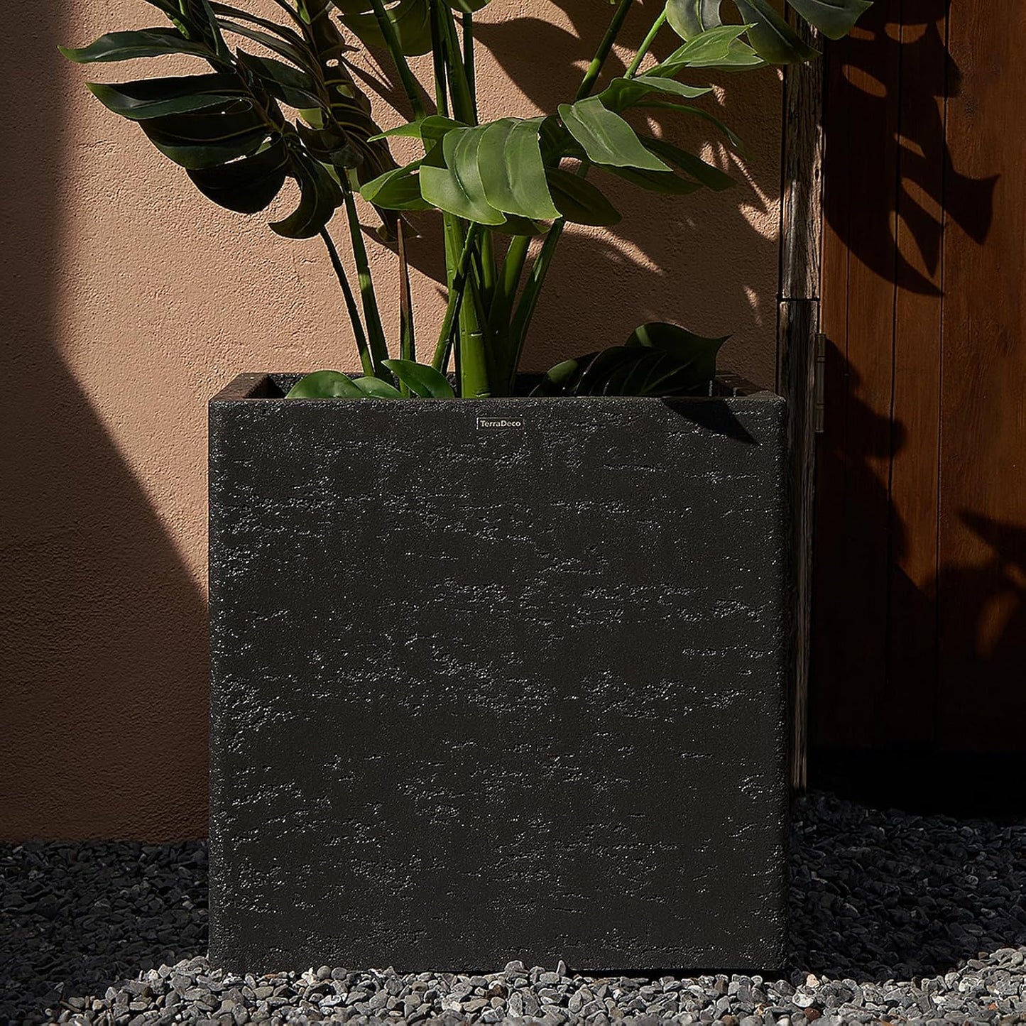 20 Inch Square Concrete Planter（20Lx20Wx20H，48 Pounds）,Durable All-Weather Use with Drainage Holes,Large Square Planter for Outdoor Indoor Plants
