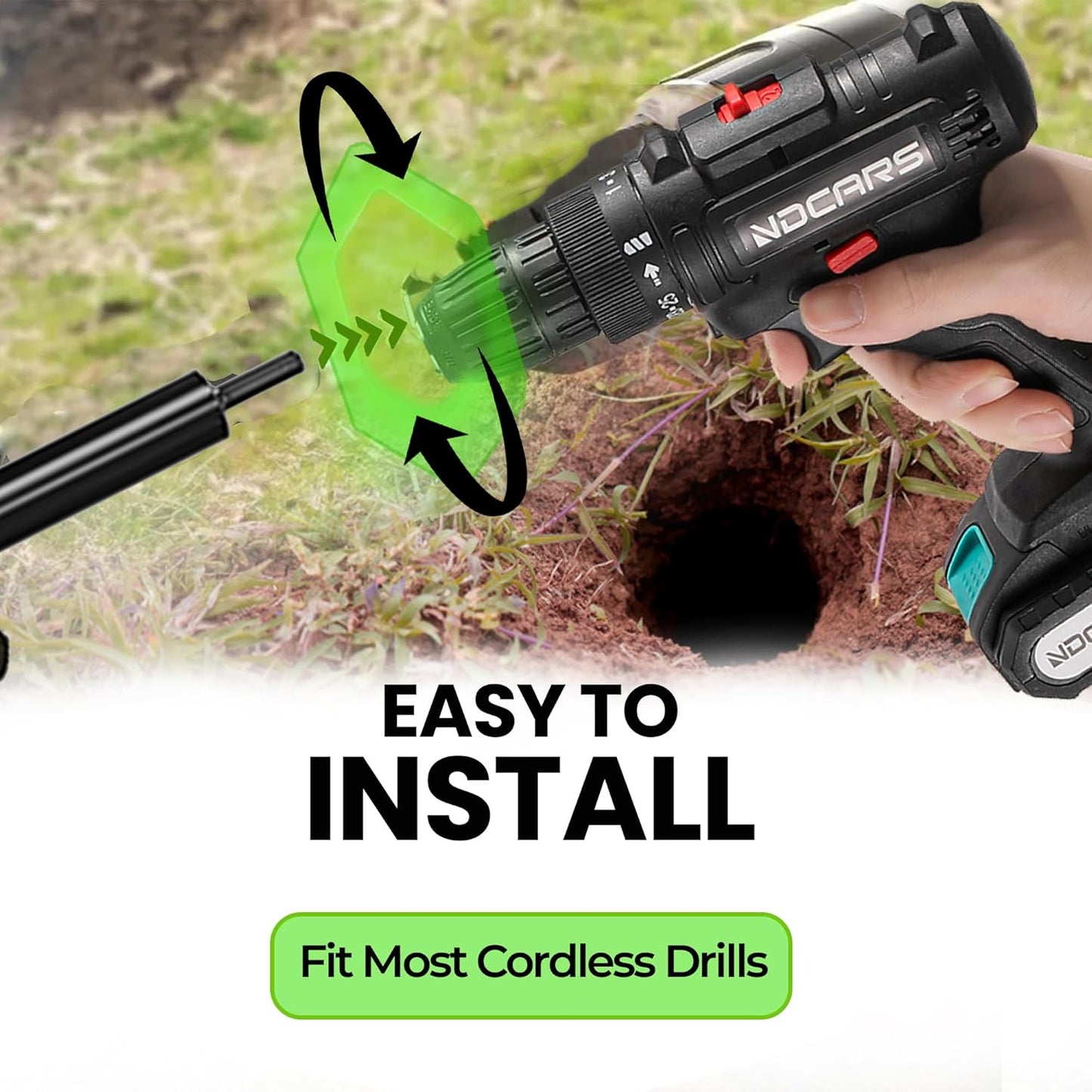 K-Brands Auger Drill Bit for Planting – 3 x 12 Inch - Gardening Tools Spiral Hole and Bulb Planter for Umbrella Holes - Compatible with 3/8 Inch Hex Drive