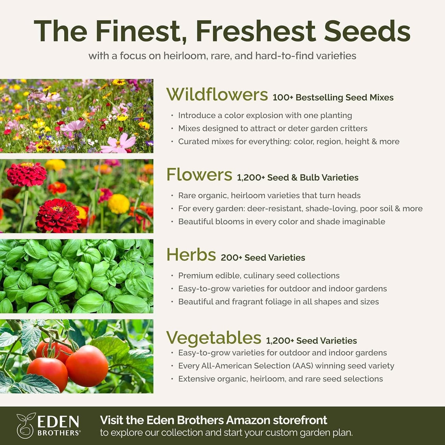 Eden Brothers Shorty Low Grow Wildflower Mixed Seeds for Planting, 25 lb, 12,000,000+ Seeds with Calendula, Cornflower | Attracts Pollinators, Plant in Spring or Fall, Zones 3, 4, 5, 6, 7, 8, 9, 10