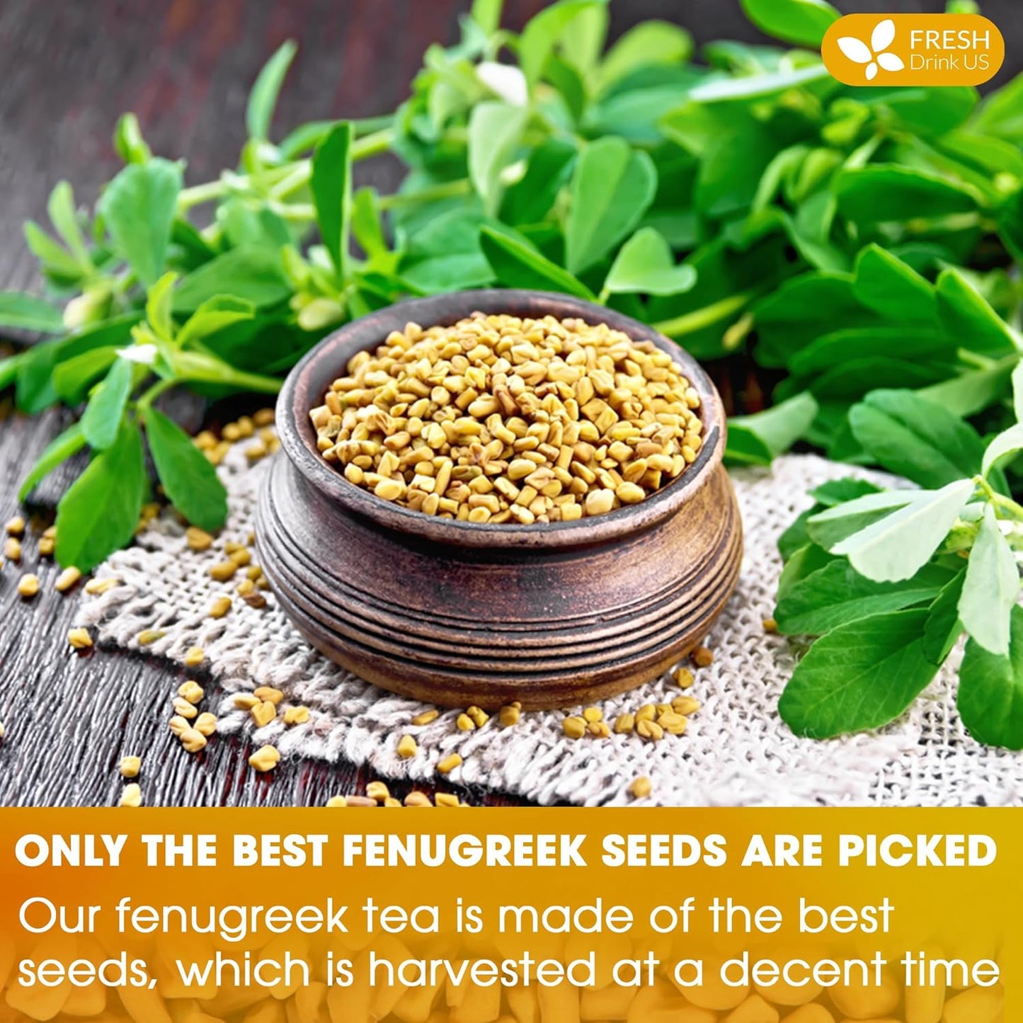 FreshDrinkUS, Premium 75 Fenugreek Tea Bags, 100% Natural & Pure from Fenugreek. Fenugreek Herbal Tea. Made with Natural Material Tea Bags. No Sugar, No Caffeine, No Gluten, Vegan.