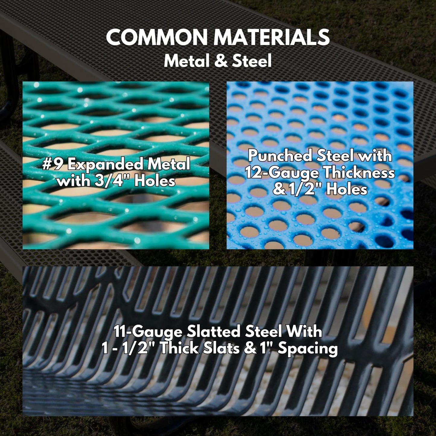 Coated Outdoor Furniture Heavy-Duty Outdoor Bench Thermoplastic Coated, Slated Steel, Commercial-Grade Garden Bench, Made in America (Portable with Back, 6 Ft, Purple)