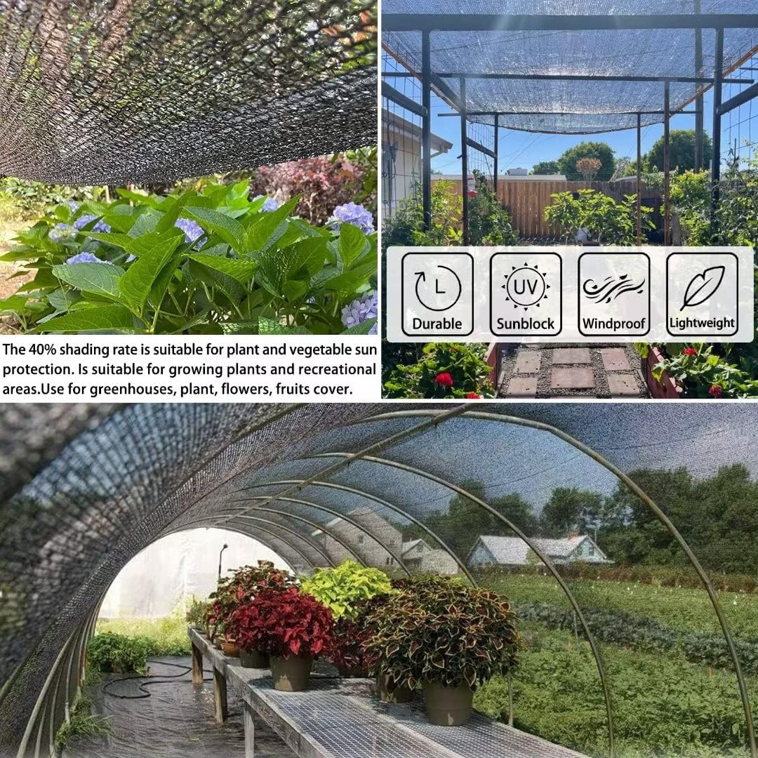 QLOFEI 40-50% Shade Cloth with Grommets, Sunblock Mesh Tarp Shade Neting Cover for Plant Greenhouse, Easier to Hang Shade Cloth for Patio Kennel Chicken Coop Lawn Pool Garden Shade Sail, 10x19 FT