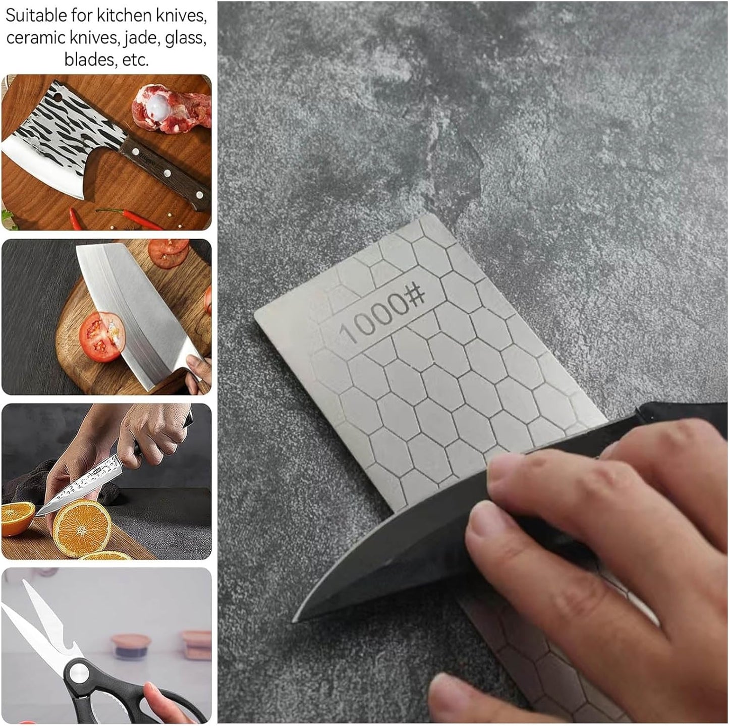 Diamond Sharpening Stone Set,10 Pcs Diamond Lapping Plate Coarse/Medium/Fine Grit Sharpener, 180/240/400/600/800/1000/1200/1500/2000+2500 Grit, Perfect Assistance Sharpener Angle Guide