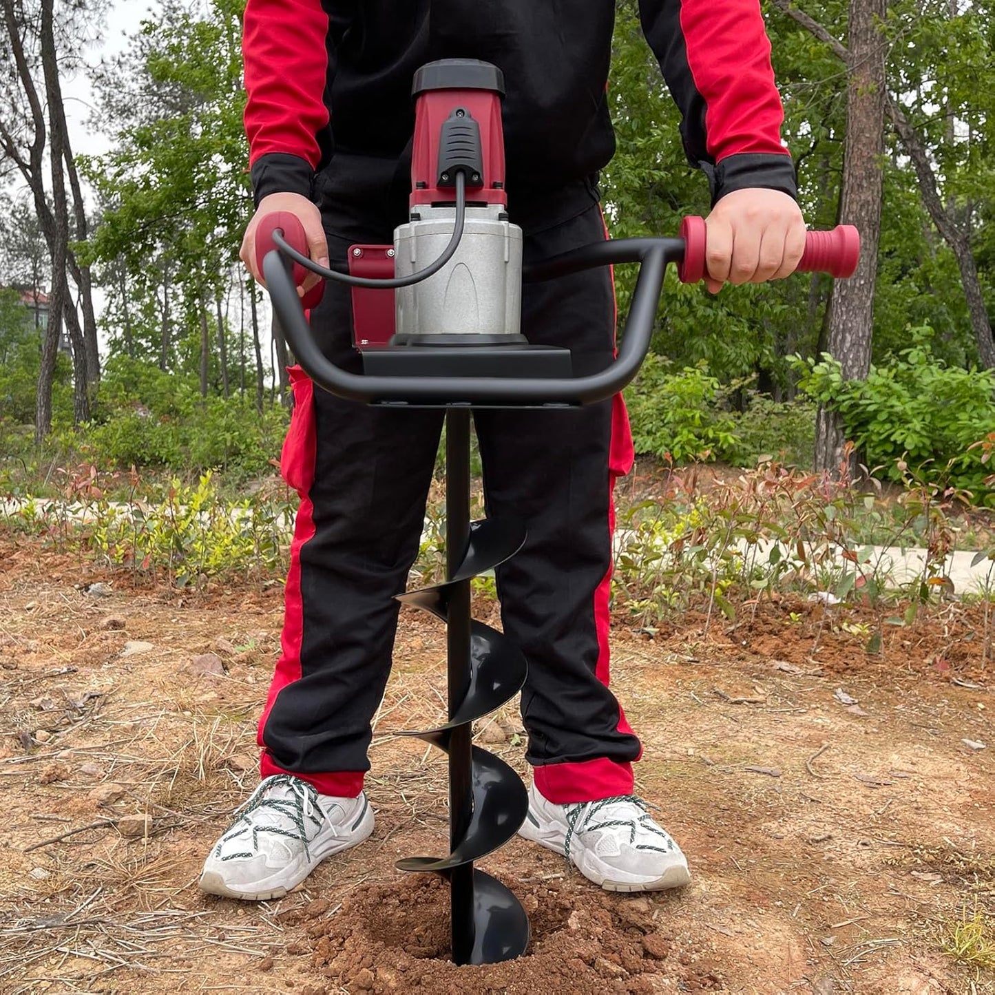Post Hole Digger,1500W 1.6HP Electric Post Hole Auger Earth Auger Digging Drill Digging Machine with 4" & 6" Digging Auger Bits and Extension Bar Set for Planting,Trenching in Garden (1500W,2xDrill)