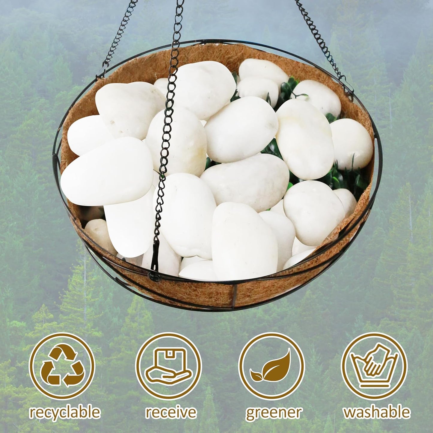 Sunnyglade 40 LBS White River Rocks, 2-3 Inch Natural Pebbles for Indoor Plants, High Polished Decorative Stones Vase Filler Fish Tank Aquariums Landscaping Garden Outdoor and Indoor DIY (40 Pounds)