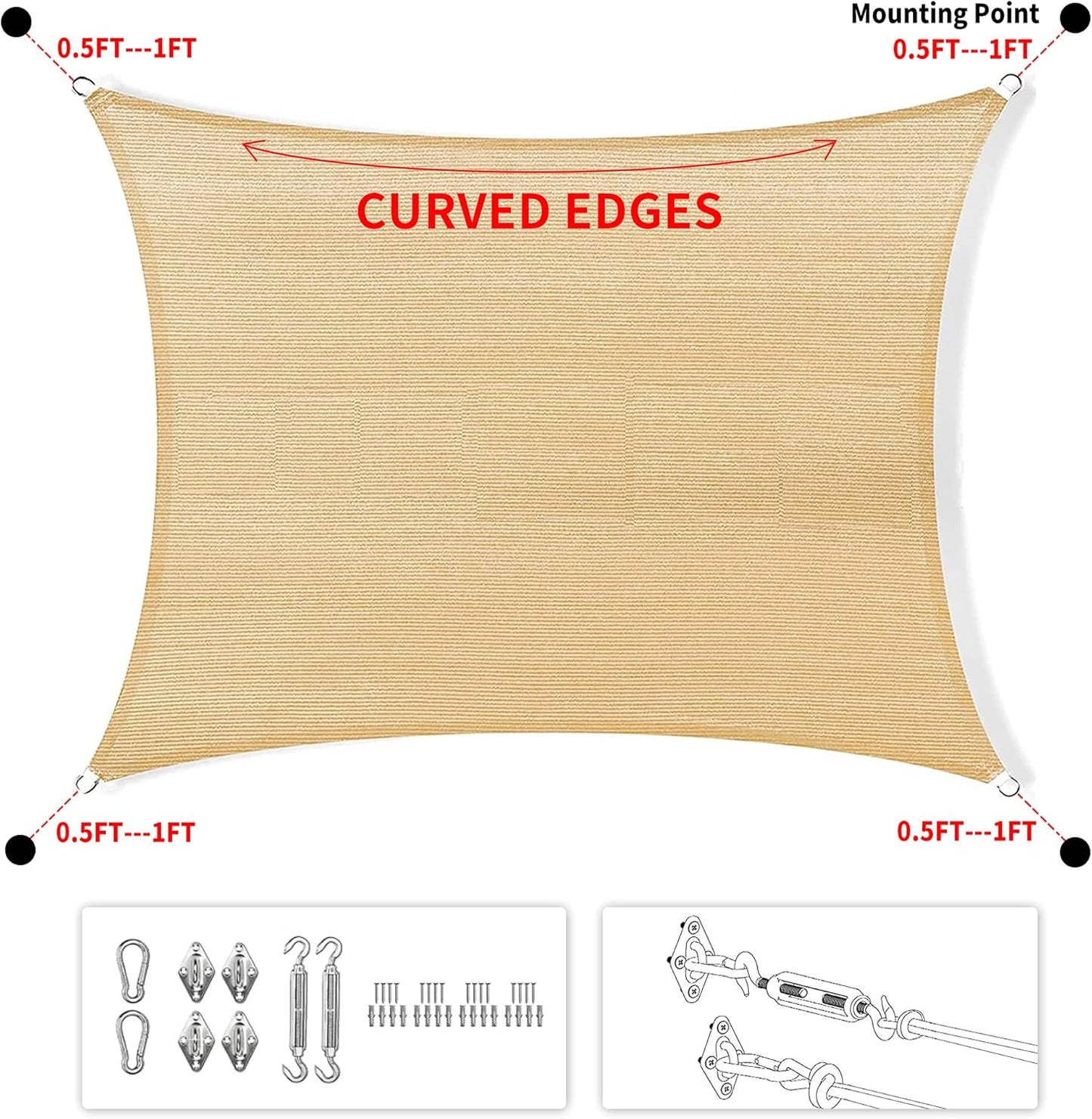 10' x 22' Green Rectangle Sun Shade Sail SSP1212 Canopy Durable Fabric UV Block Awning We Make Custom Orders