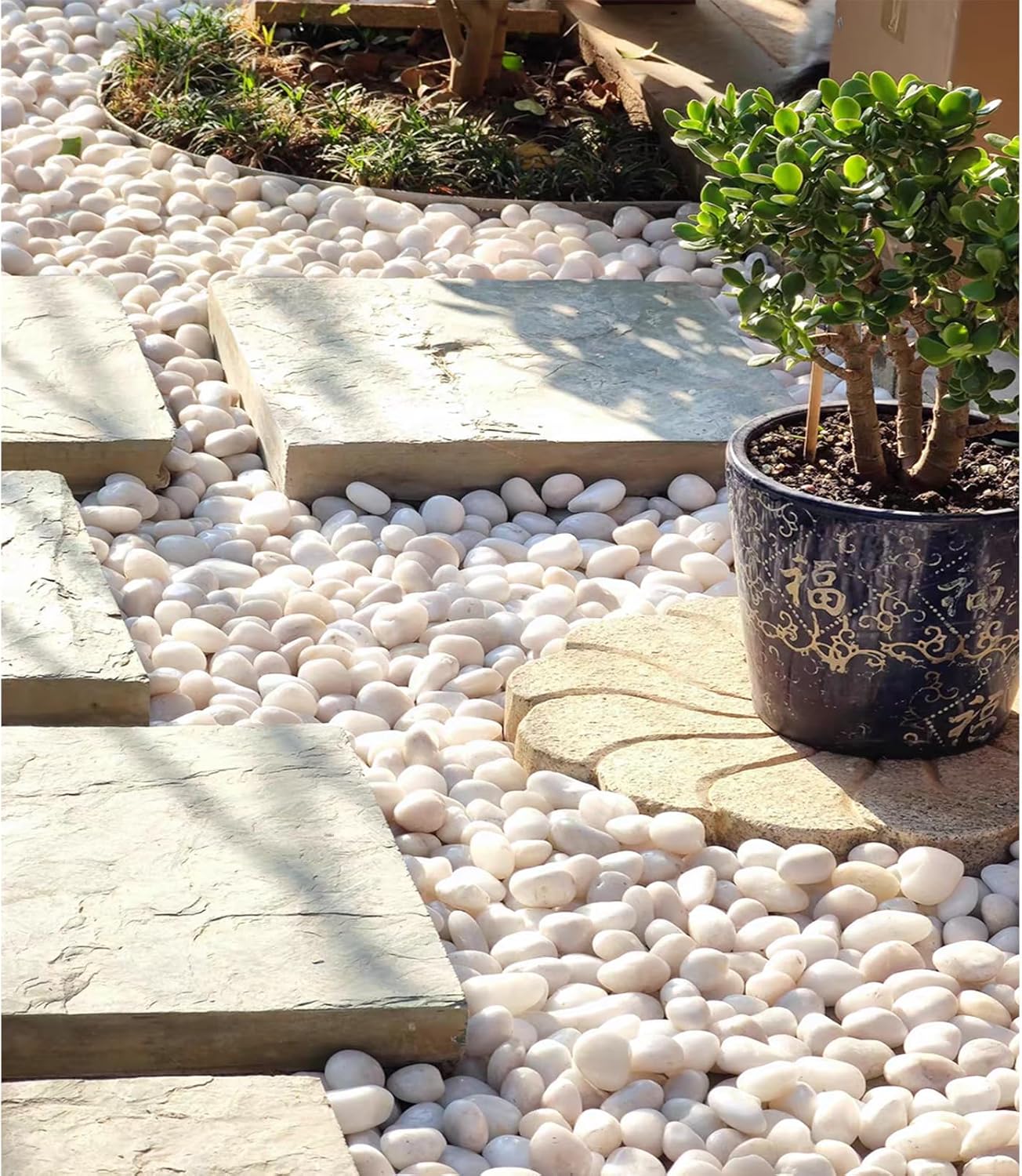 10 lbs White Pebbles for Indoor Plants, 0.8-1.2 Inch Small White River Rocks Stones for Planters, Vases, Fish Tank, Garden, Landscaping, Top Dressing and Bottem Drainage
