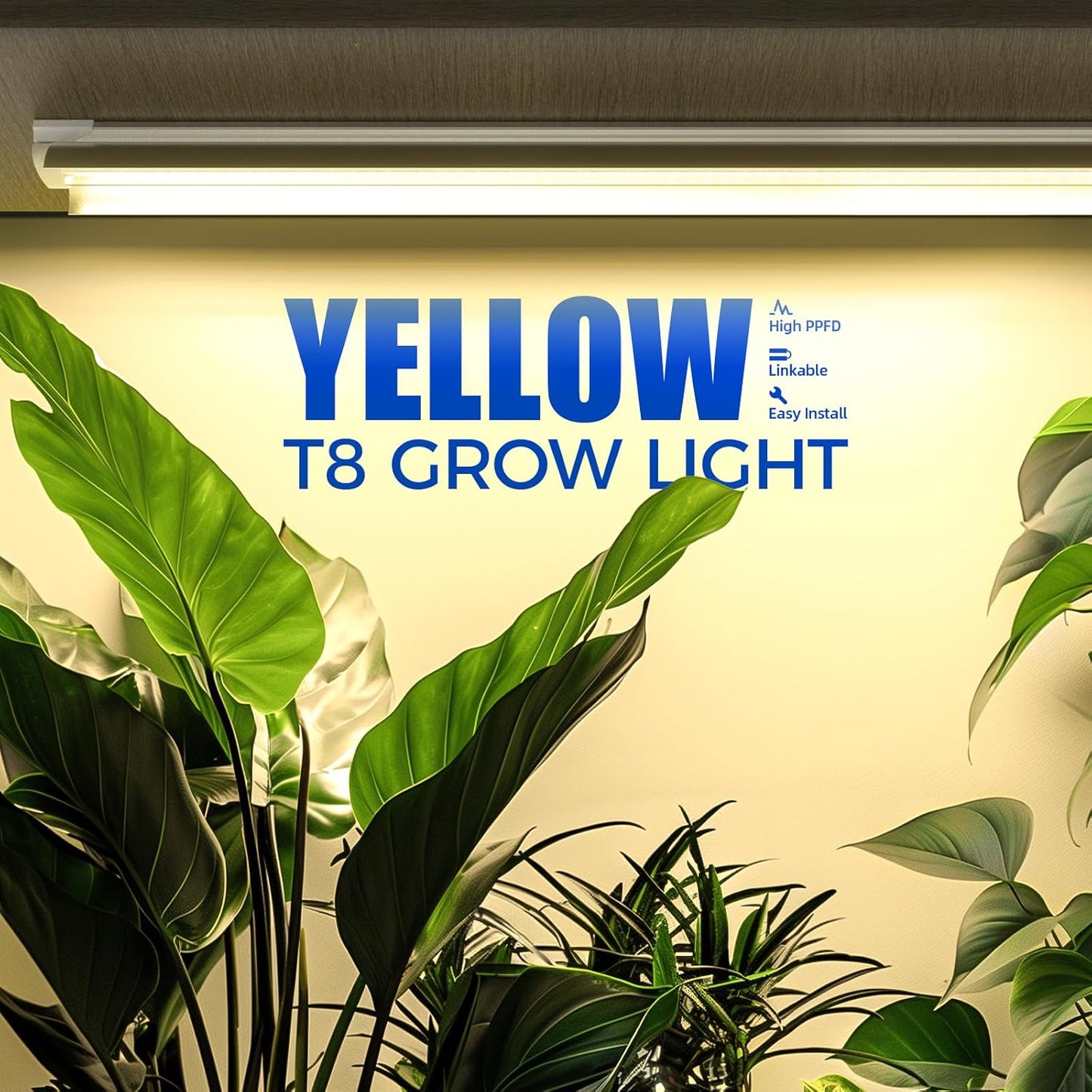 Barrina Full Spectrum LED Grow Light, 168W(4 x 42W), Grow Light Strips for Indoor Plant, 4FT Plant Grow Light, T8 Growing Lamp Fixture, Yellow, 4-Pack