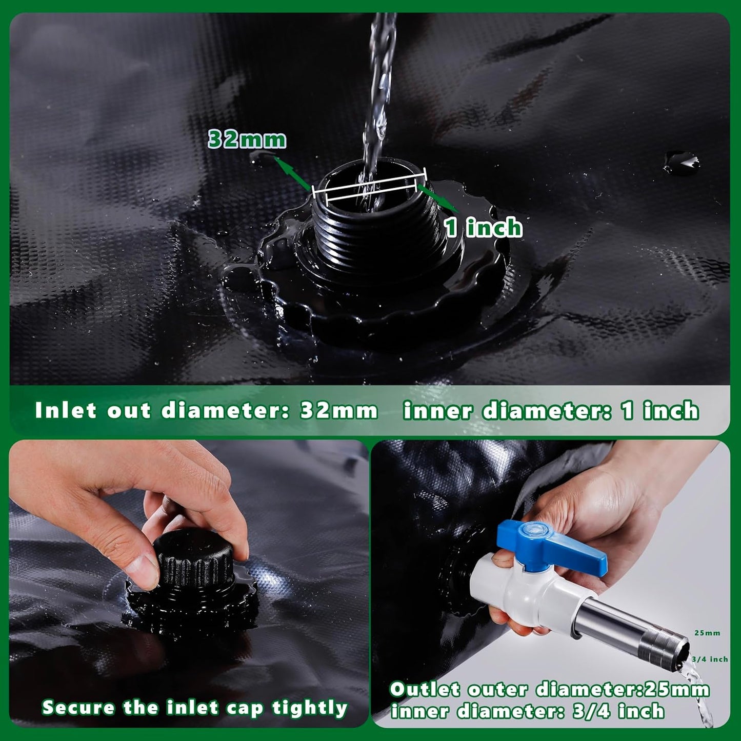 MXQMKL 3000 L/792.5 gal Water Bladder Storage Containers, Foldable Portable Water Tank Large Capacity Soft Water Bag, Drought Resistance, Fire Prevention, Emergency Water