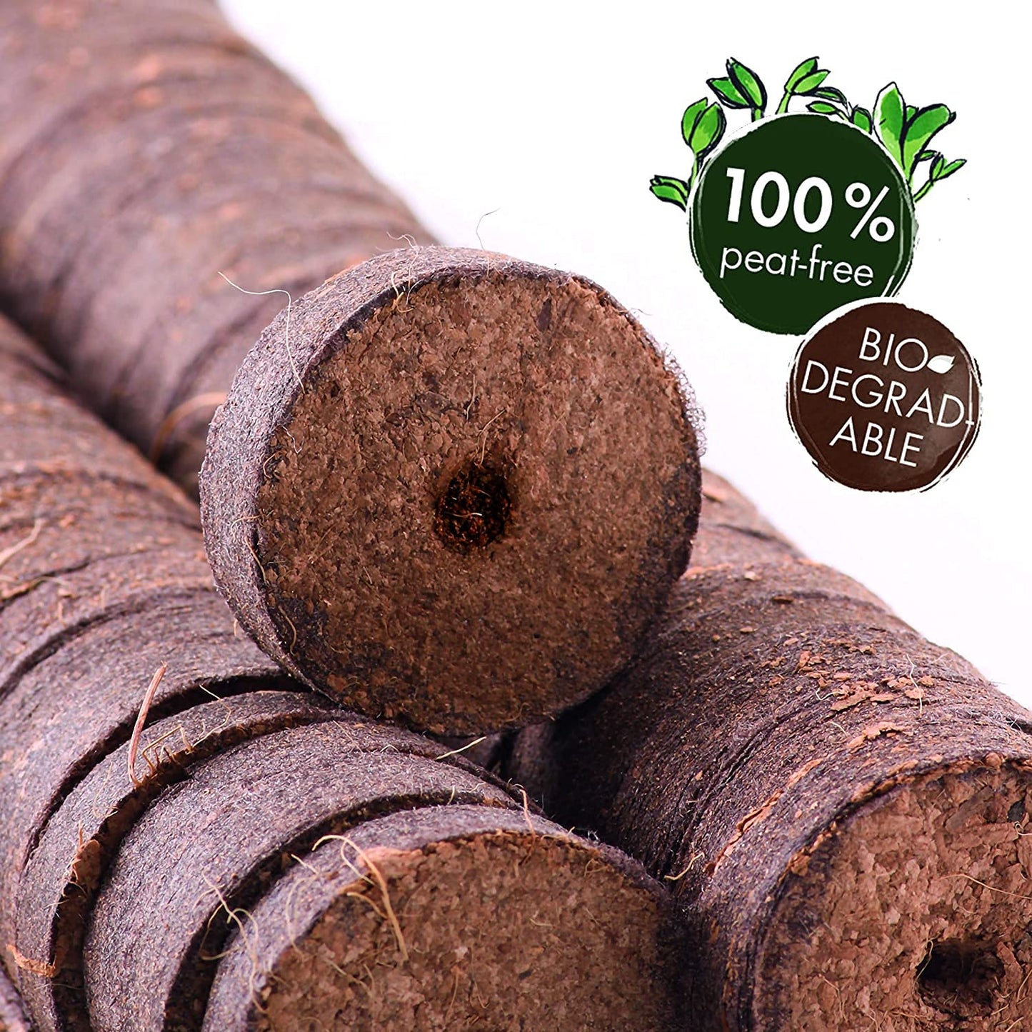 Coco Coir Seed Starter Pellets: 125 Coconut Coir Plugs for Growing Plants - Peat Free Seedling Soil - Seed Starter Kit with Potting Soil Pellets - Gardening Supplies from OwnGrown