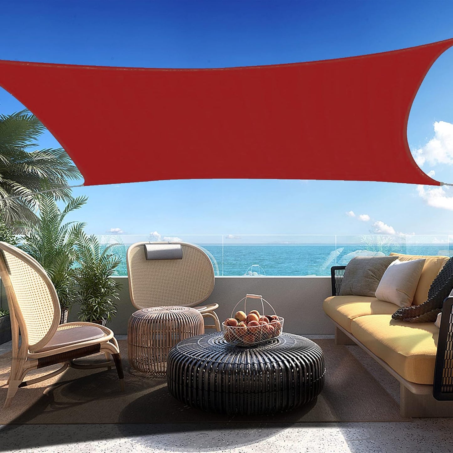 10' x 24' Red Rectangle Sun Shade Sail SSP1212 Canopy Durable Fabric UV Block Awning,We Make Custom Orders