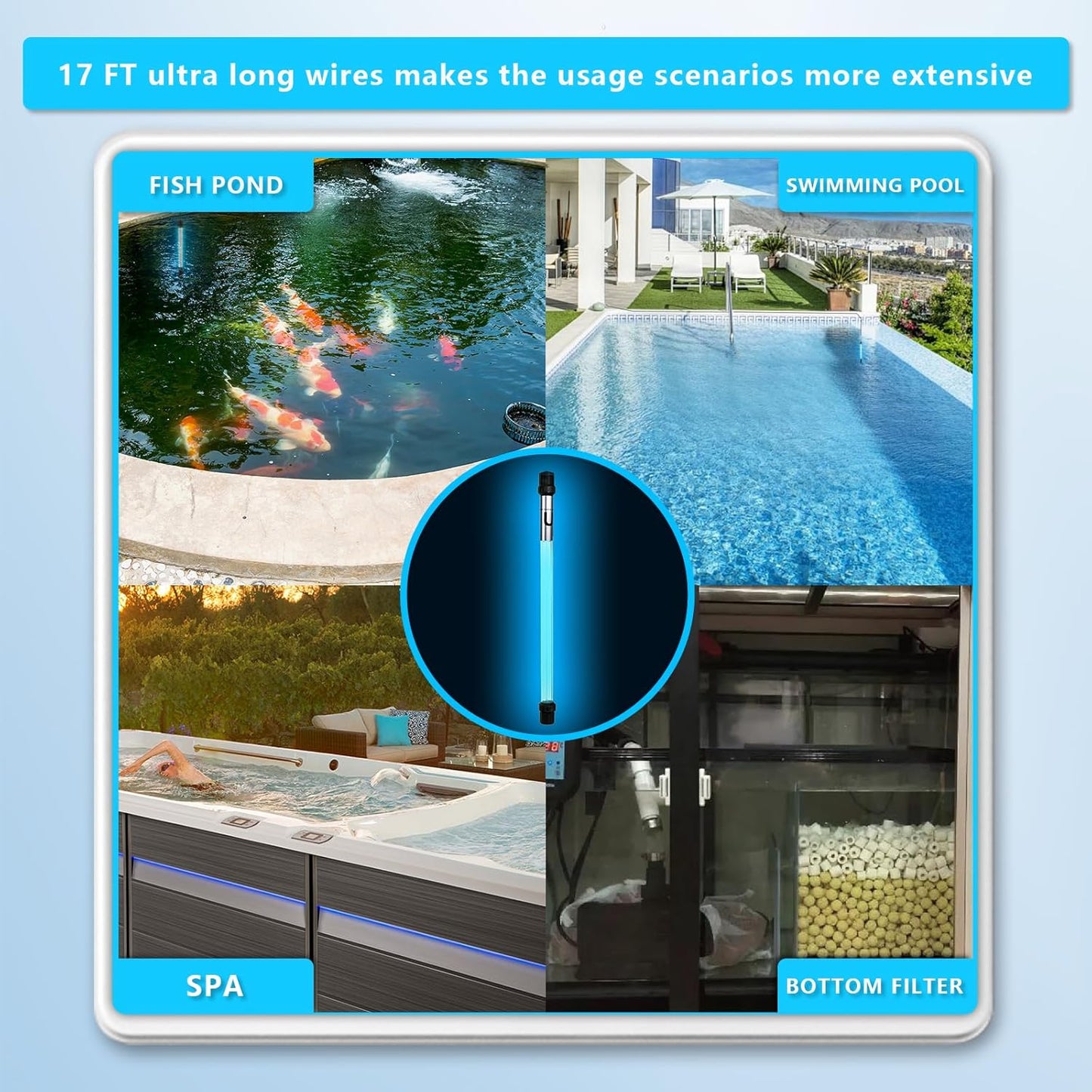55W Aquarium UV Light for 500-5500 Gallon, UV Pond Water Clarifier for Koi Pond, Swimming Pool, Spa, Large Fish Tank, Cold Plunge