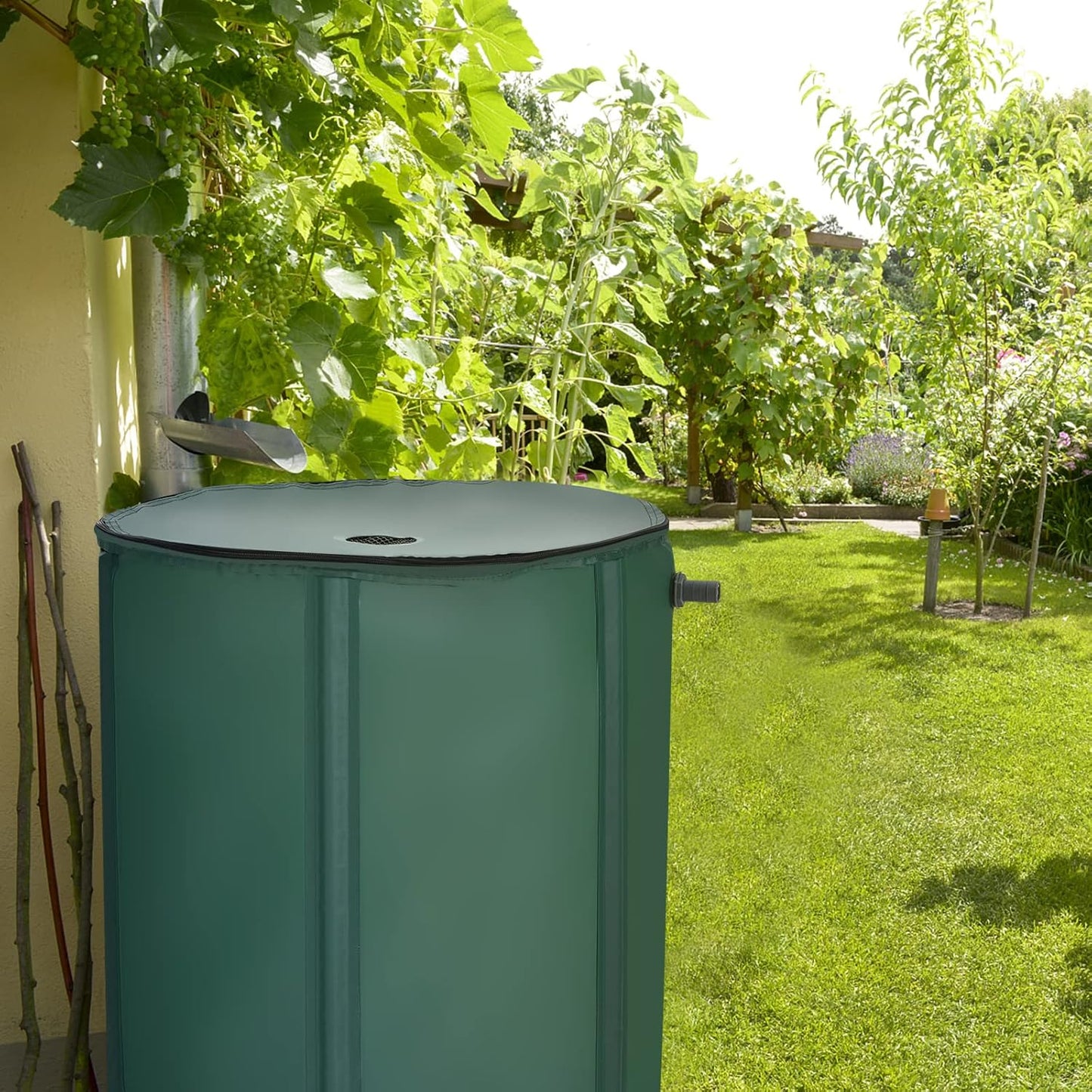 Happygrill 60 Gallon Collapsible Rain Barrel, PVC Rain Water Collection Barrel with Spigot Water Storage Container & Top Mesh, Portable Rain Barrels to Collect Rainwater from Gutter for Garden Lawn