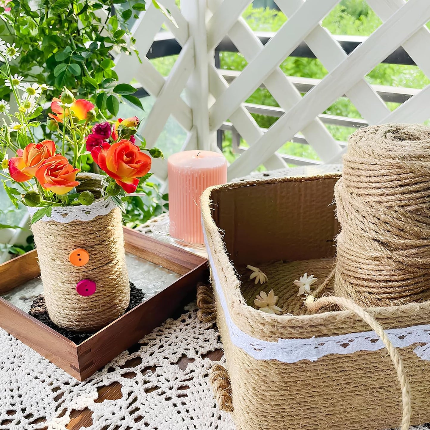 XSEINO 3600 Feet Natural Jute Twine Strong Garden Twine Rope for Arts Crafts Gift Wrapping Gardening Tomato Climbing Plant Tie Floristry Packing Decor