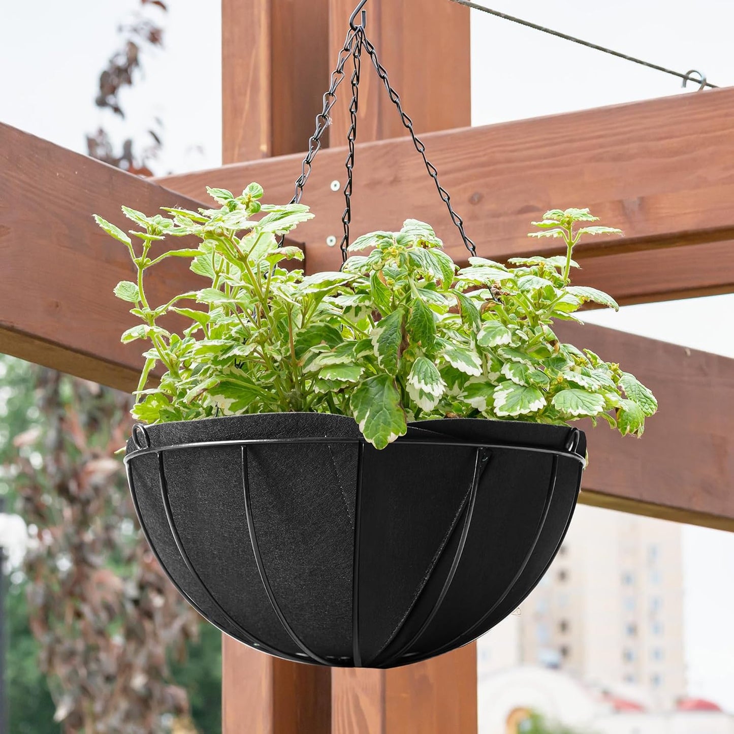 Adnee 6 Pcs 12 Inch Fabric Planter Basket Liner-Felt Flower Pot Liners-Hanging Plant Basket Fiber Insert for Garden Wall Hanging Planter Flower Vegetables(Round)