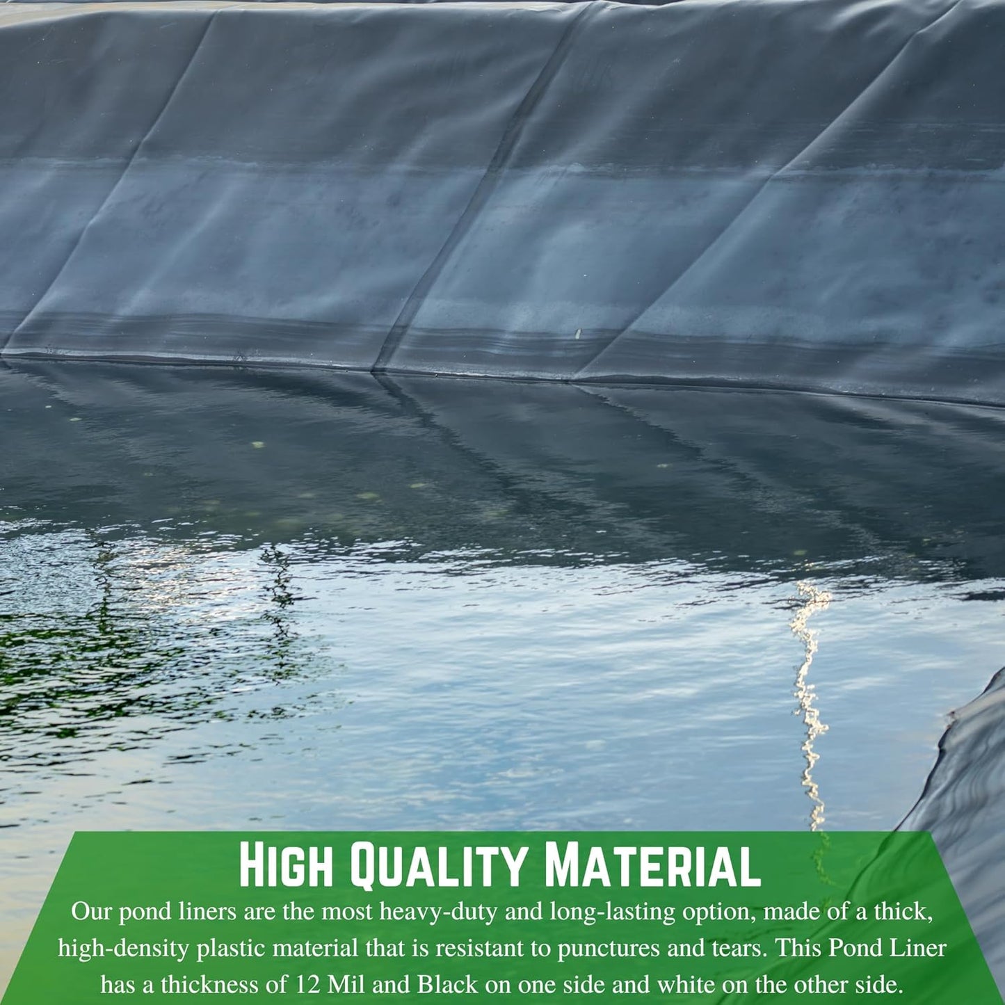 Farm Plastic Supply - 12 Mil String Reinforced Black/White Pond Liner - 12 Mil Fish Pond HDPE Liner, Pond Liners for Outdoor Ponds, Koi Ponds, Garden Fountain, Containment Liner (12' x 100')