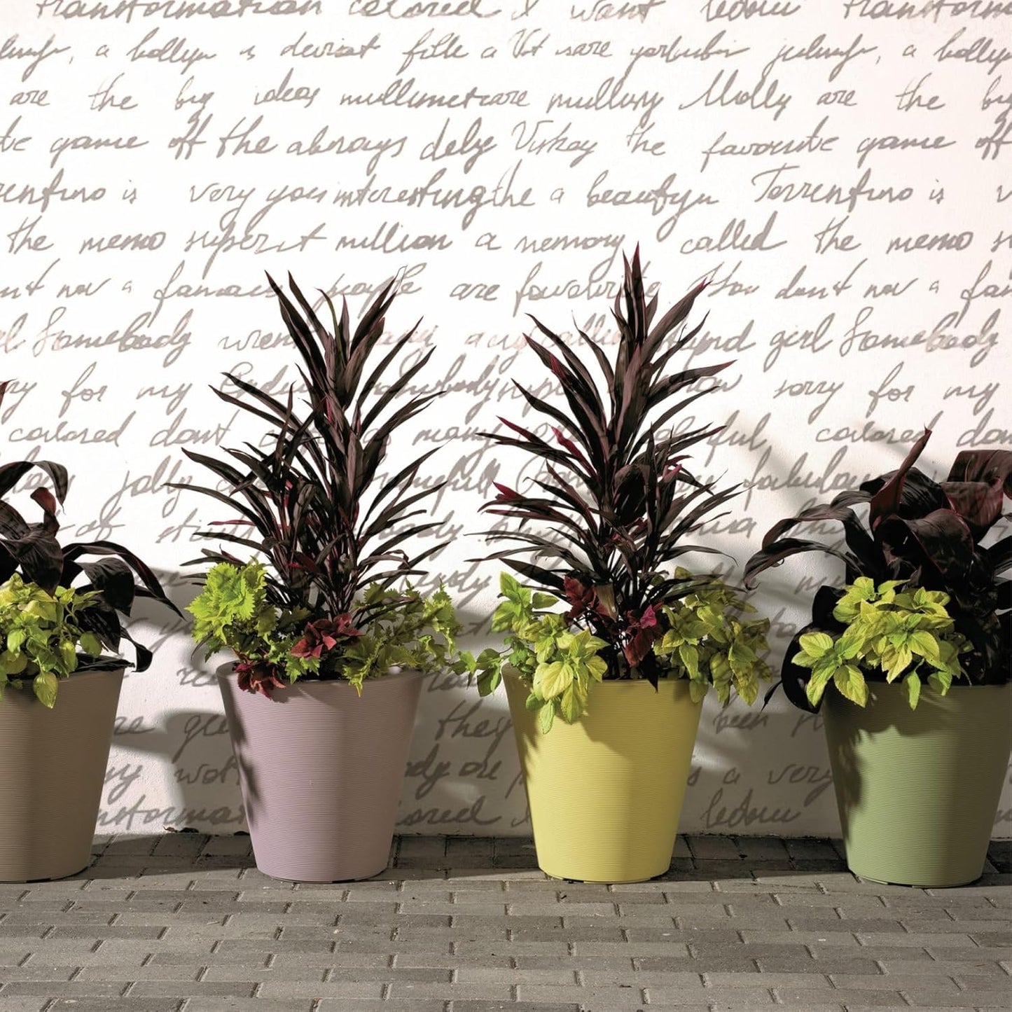 Crescent Garden Madison Planter– Weather-Resistant, Double Walled Indoor/Outdoor Plant Pot with Drain Hole – Durable All-Season Plastic Flower Container, 16" W (Terracotta-Colored)