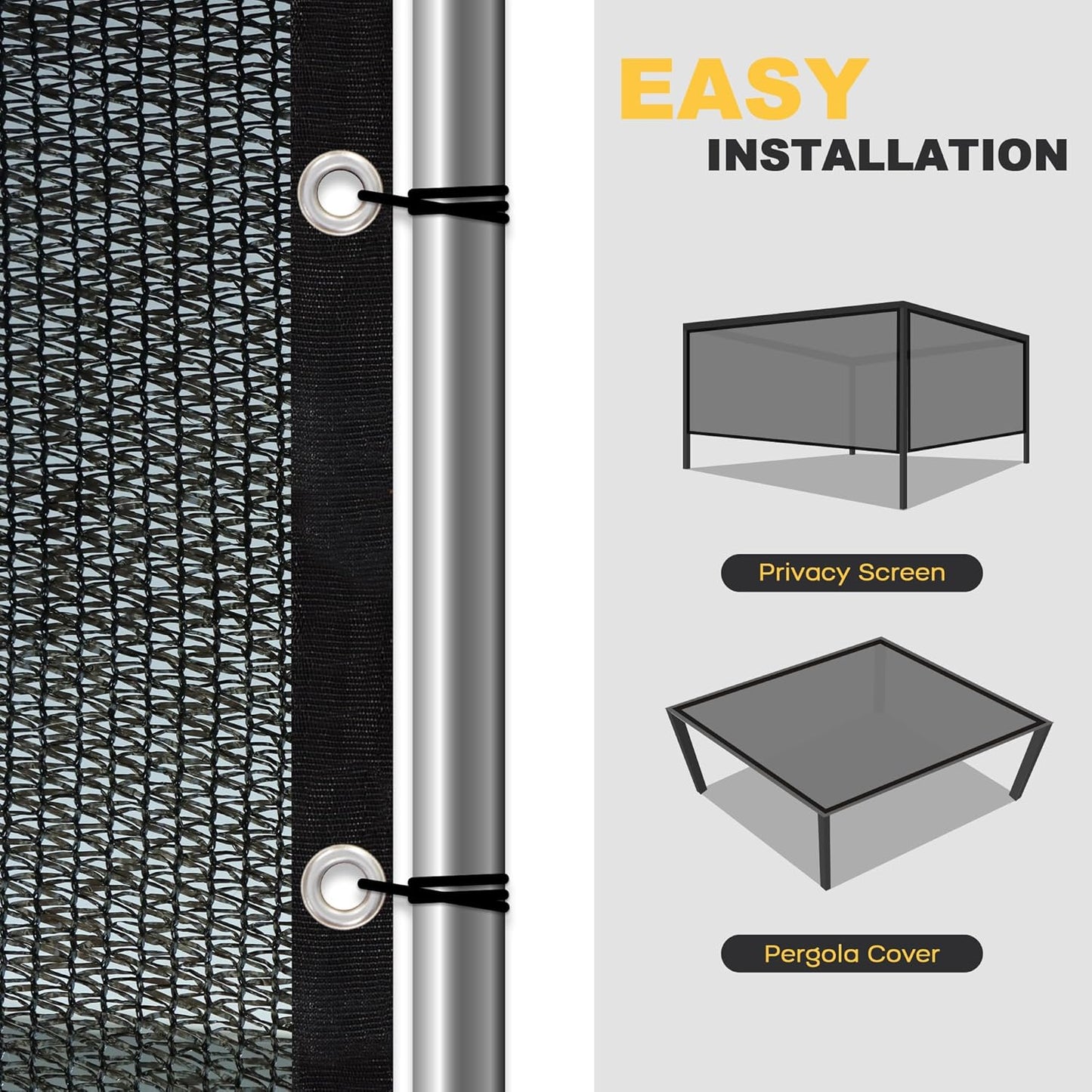 VICLLAX 70% Shade Cloth, 5x18FT Durable Black Mesh Trap with Every 3 FT Grommet, Sun Shade Fabric Netting for for Plants Cover, Greenhouse, Chicken Coop, Barn Kennel, Garden Patio