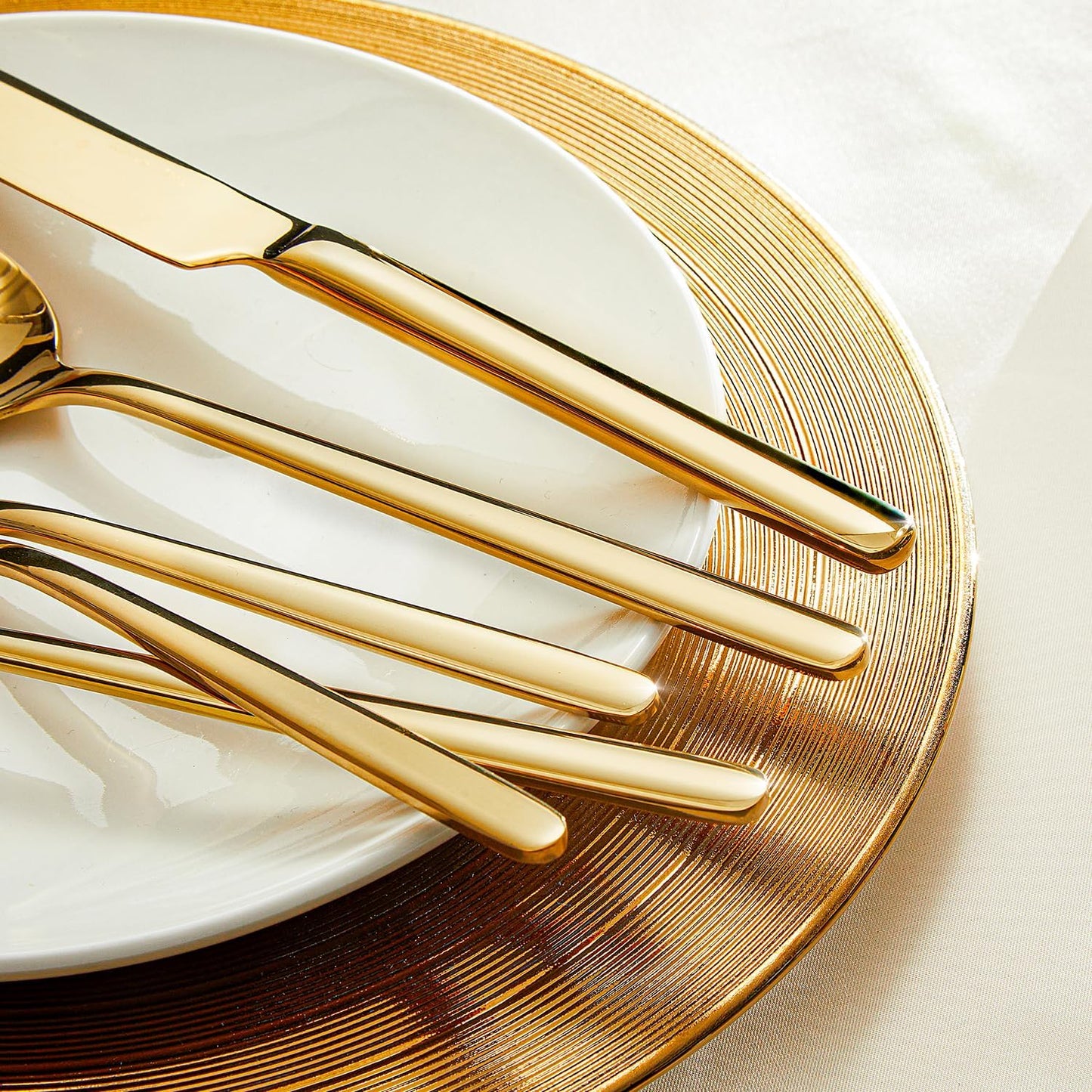 KINGSTONE Gold Silverware Set, 20 Piece Flatware Cutlery Set for 4, 18/10 Stainless Steel Silverware Mirror Polished Dishwasher Safe for Home, Restaurant, Wedding, Party(Gold, 20 pieces for 4)