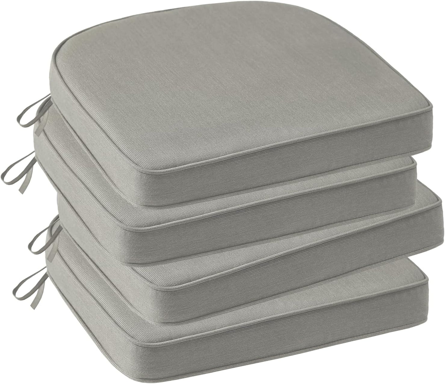 Outdoor Sunbrella Round Corner Seat Cushion, 17"x16"x2", Set of 4, Non Slip Seat Cushion Pads with Removable Cover for Patio Furniture, Garden Yard Lawn, Specrtum Pebble