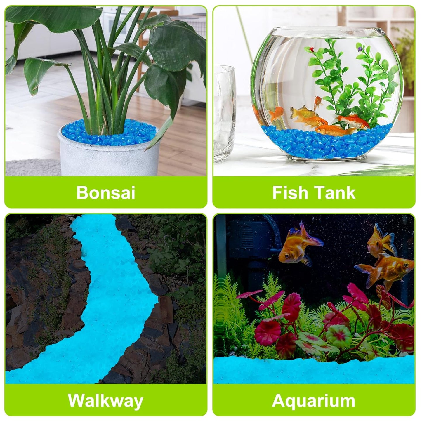 6000pcs 5-8mm Bule Luminous Stones Glow in The Dark Garden Pebbles Stones Glow in The Dark Rocks Outdoor Glow Pebbles Aquarium Rocks for Garden Path Walkway Yard Fish Tank Plant Pots
