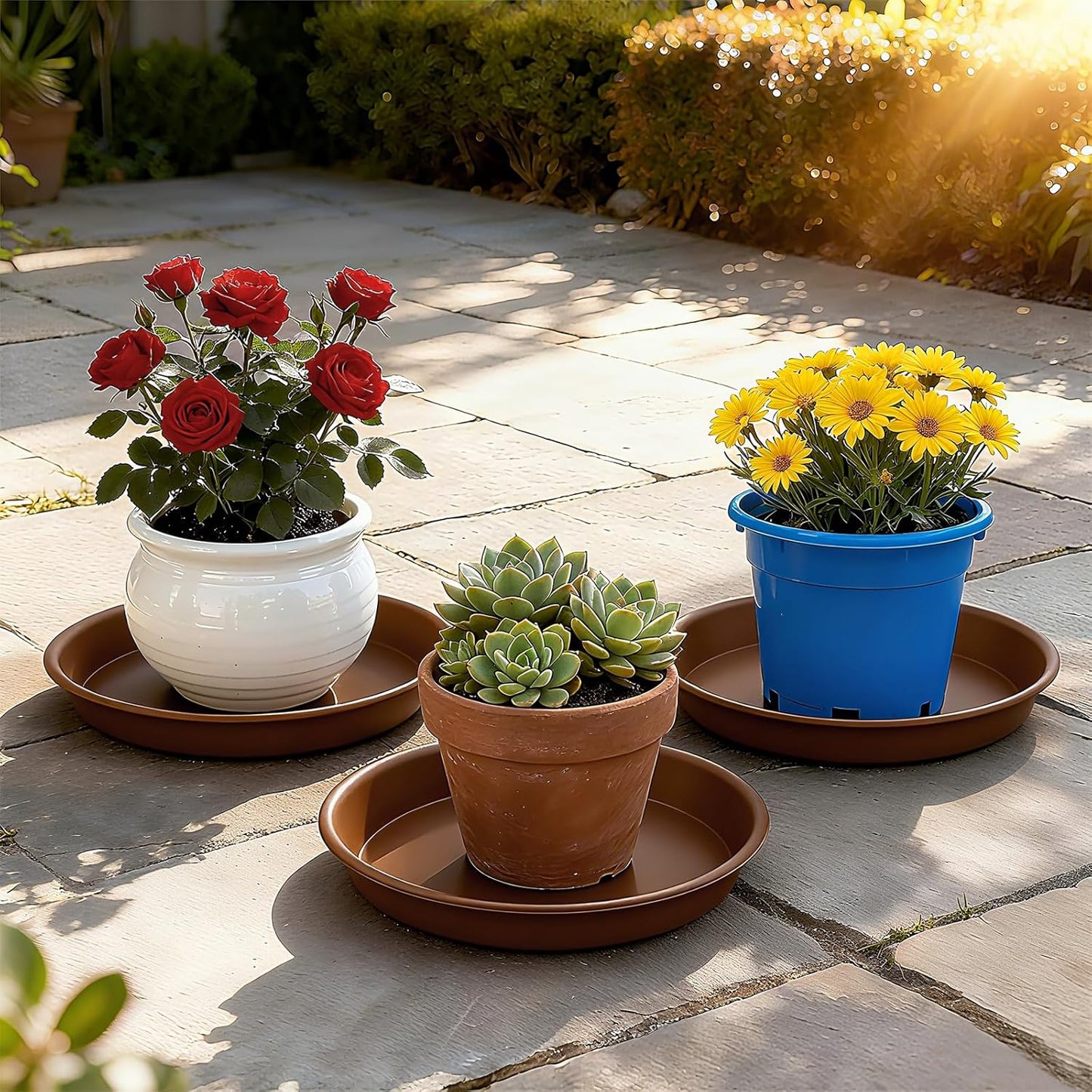 Plant Saucer 10 inch, Heavy Large Planter Durable Thicker Plastic Plant Trays for Indoors and Outdoor, Plant Saucer Drip Trays,Brown(10" - 3 Pack)