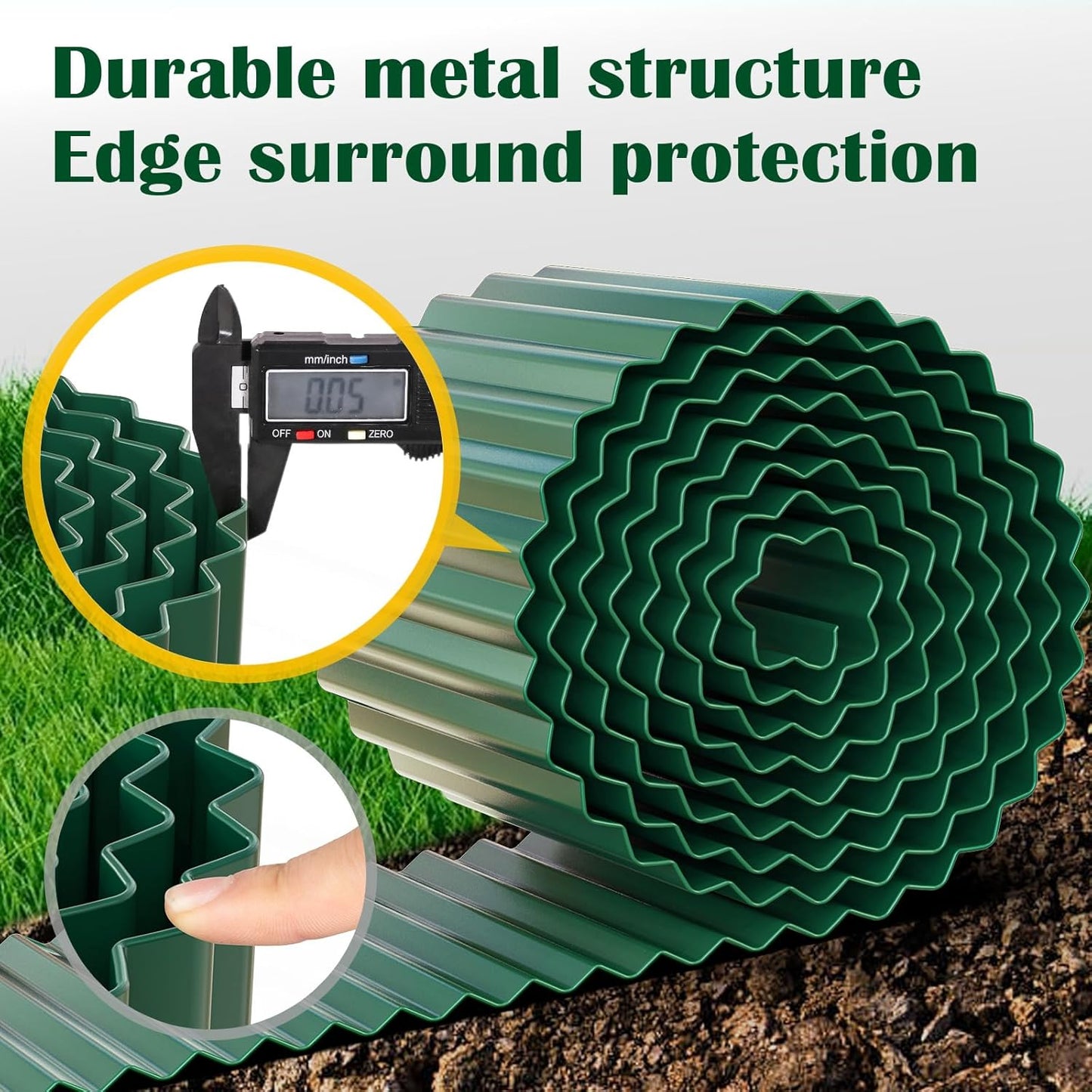 LAVEVE Corrugated Metal Garden Edging 10" x 20Ft, Landscape Edging Border for Lawn, Flower Bed, Garden Fence, Paver Edging (Green)