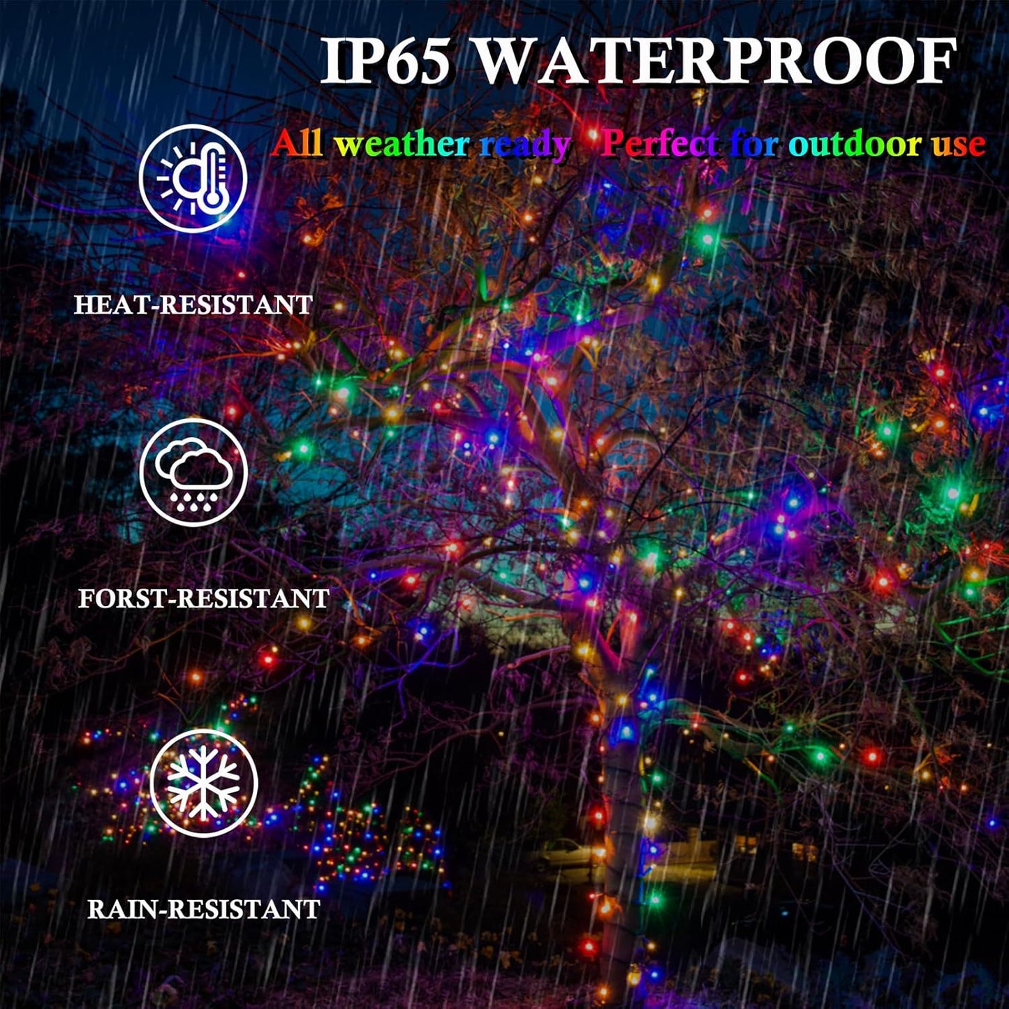 Multicolor Solar Christmas Lights 2Pack Total 180FT 500LED, String Light Outdoor Waterproof, Auto On/Off with 8 Modes Solar Twinkle Lights for Outside Tree Christmas Decorations (Multicolor)