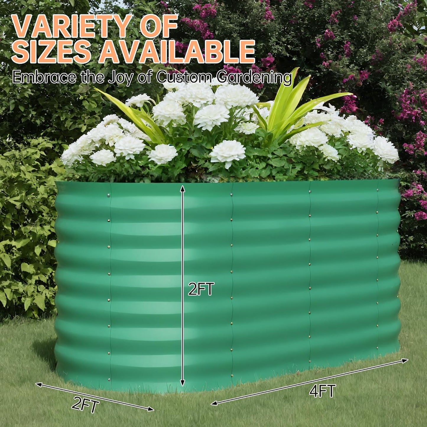 4x2x2ft Galvanized Raised Garden Bed Outdoor, 24" Tall Metal Planter Box for Flowers Herbs Vegetables, Rust-Resistant Raised Garden Beds for Gardening, Easy Assembly Outdoor Garden Box & Planters