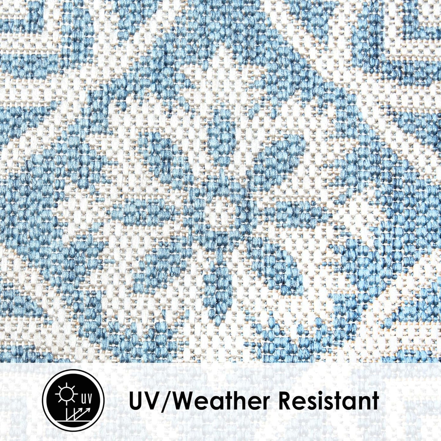 Nicole Miller New York Patio Country Julia Transitional Geometric Indoor/Outdoor Runner Area Rug, Blue/Grey, 1'9"x7'2"