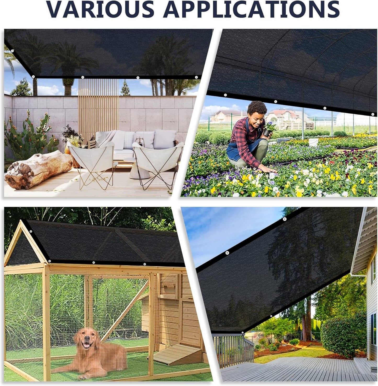 VICLLAX 70% Shade Cloth, 5x18FT Durable Black Mesh Trap with Every 3 FT Grommet, Sun Shade Fabric Netting for for Plants Cover, Greenhouse, Chicken Coop, Barn Kennel, Garden Patio