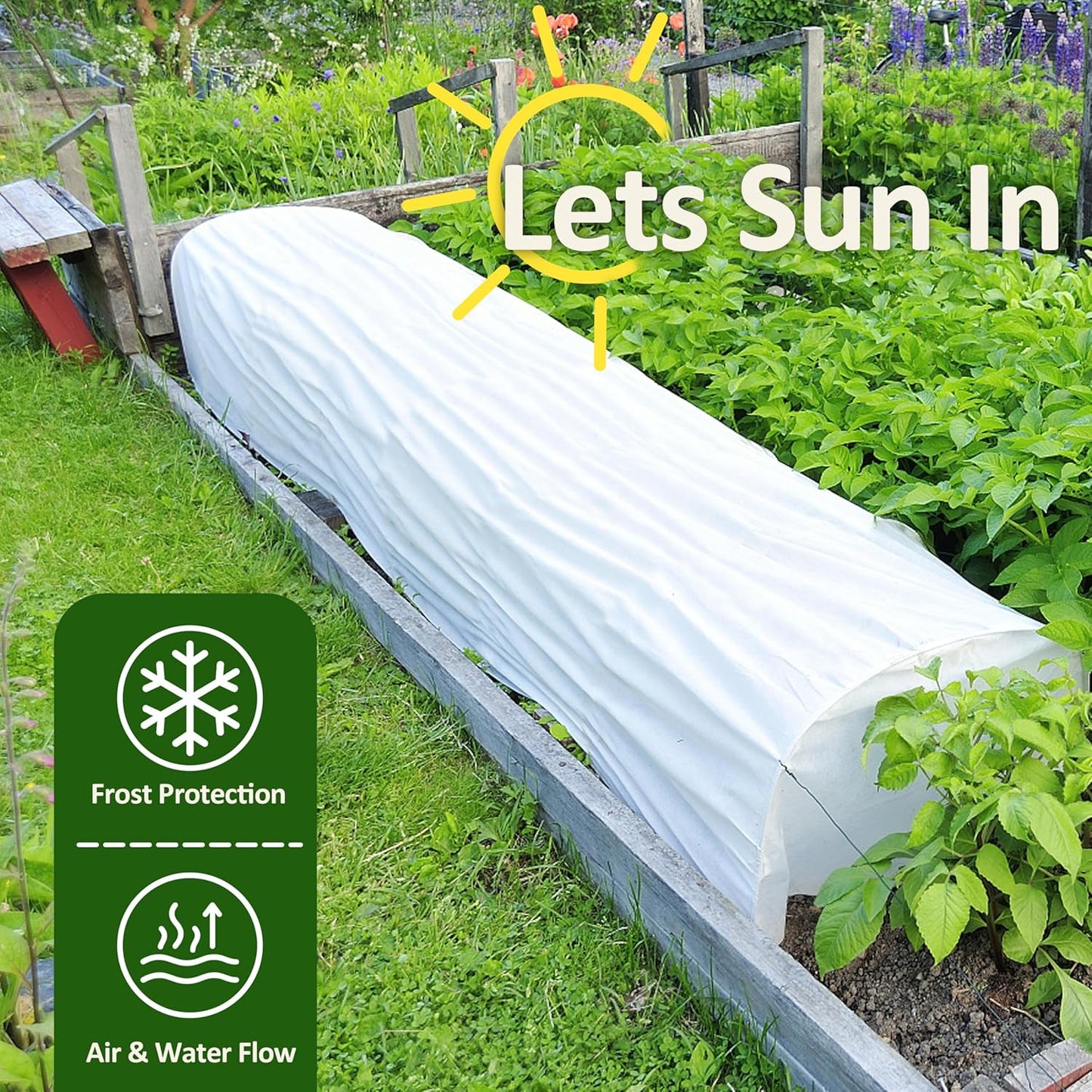 Gardzen 1.5 oz Plant Covers Freeze Protection, Reusable 10ft x 10ft Floating Row Covers, Thicker Frost Blankets for Outdoor Plants, Pests Protection, White