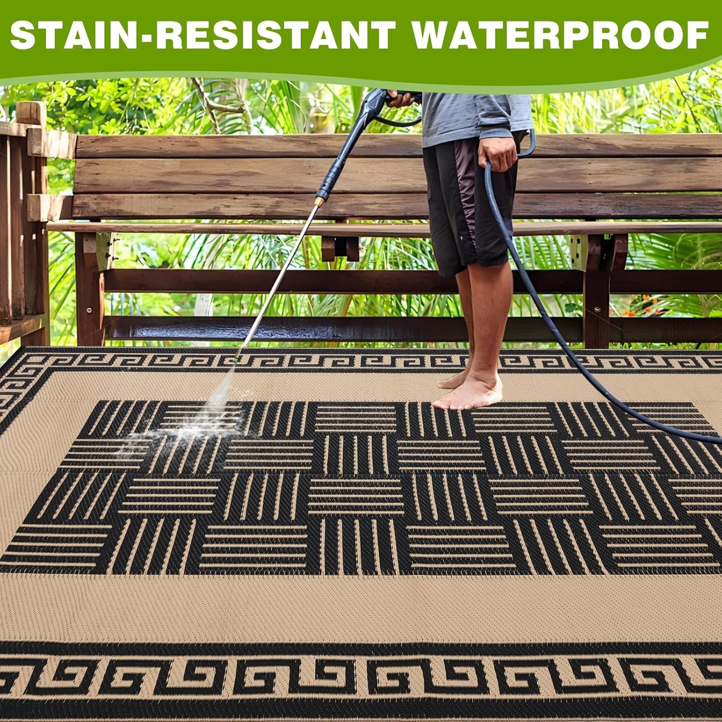 Outdoor Rug 5x8 ft Waterproof, Reversible Outdoor Plastic Straw Rug for Patios Clearance, Outdoor Area Rug Carpet RV Mat for Camping Backyard Deck Porch