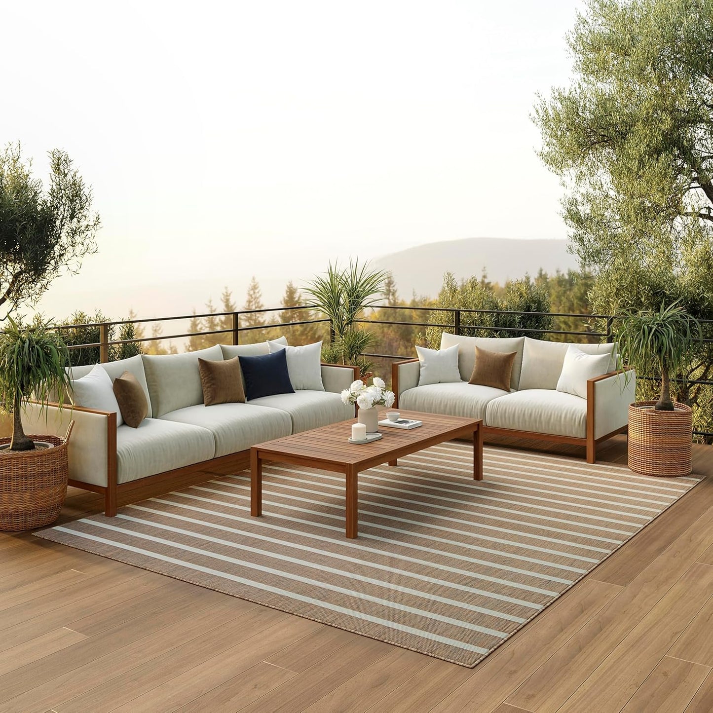 Nourison Home Positano Indoor/Outdoor Jute Ivory 9' x 12' Area Rug, Easy Cleaning, Non Shedding, Bed Room, Living Room, Dining Room, Backyard, Deck, Patio (9x12)