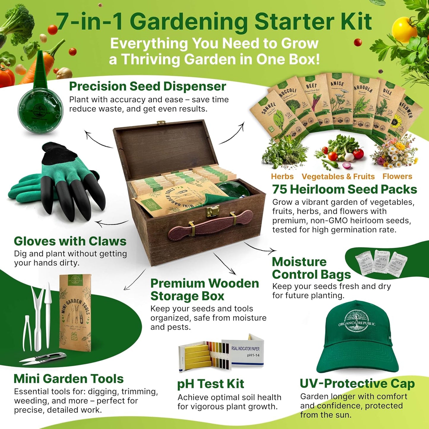 Organo Republic Medicinal & Tea Herb Seeds Variety Pack for Indoor & Outdoors - 75 Variety Pack. Non-GMO Heirloom Garden Seeds: Rosemary, Cilantro, Basil, Oregano, Parsley, Dill, Lavender, Catnip