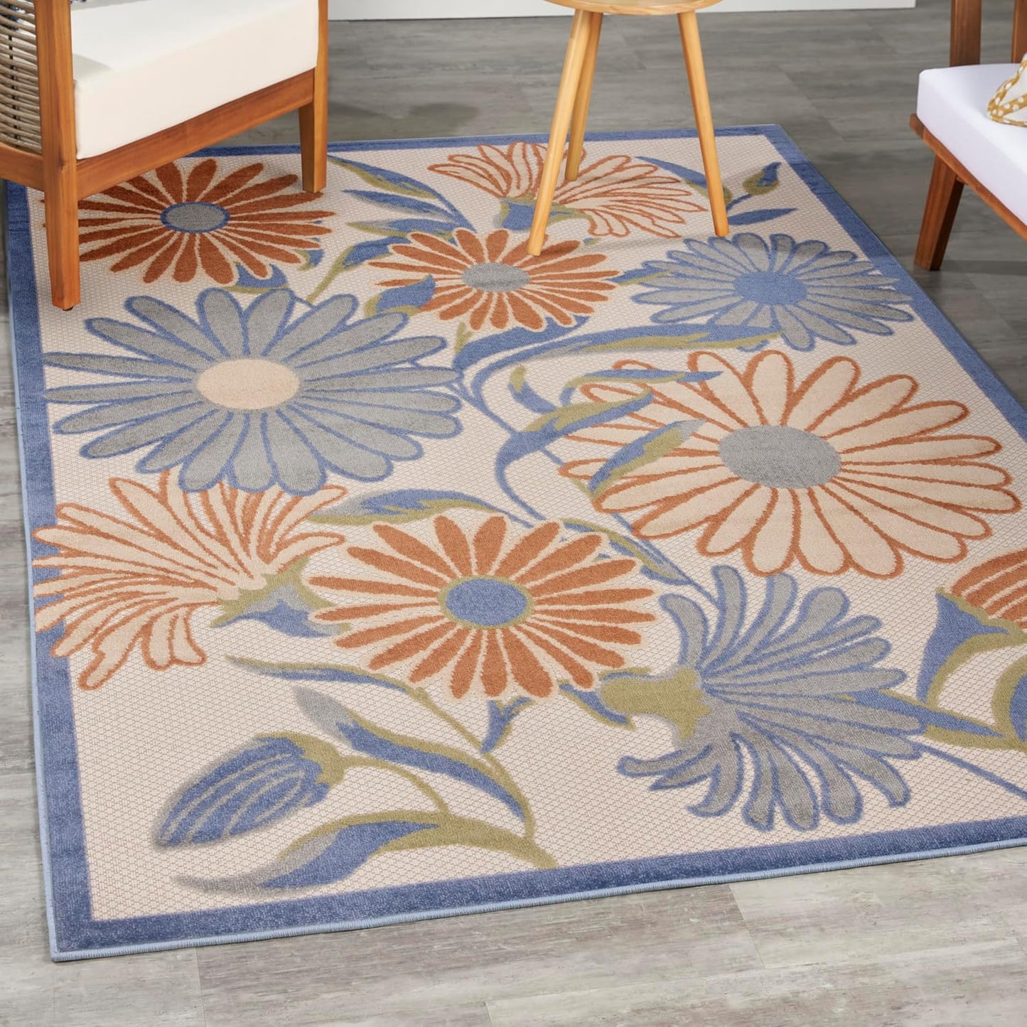 Nourison Home Aloha Beige Multicolor 3'6" x 5'6" Area Rug - Easy Cleaning, Non Shedding, Bed Room, Living Room, Dining Room, Kitchen (4' x 6')