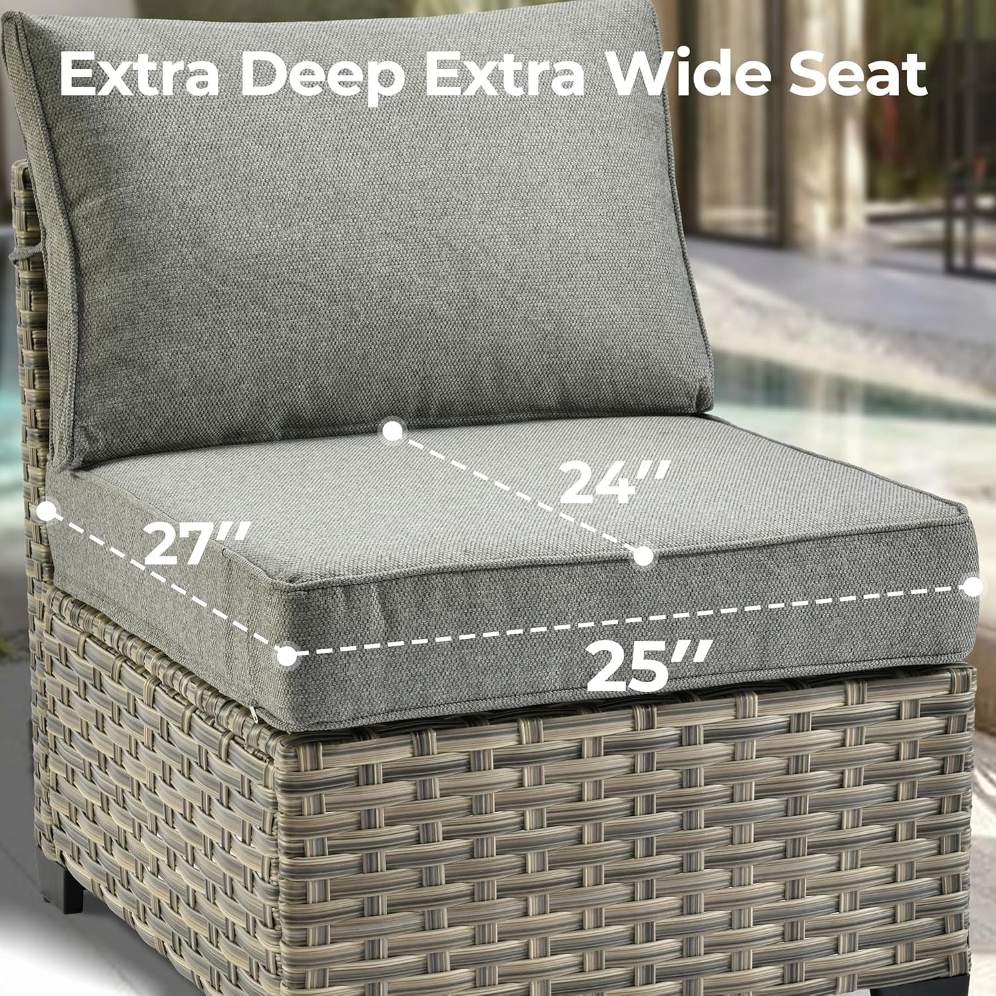 HOOOWOOO Outdoor Sectional Patio Furniture Set with Fire Pit Table,10 Pieces Wicker Conversation Sets L Shaped Couch,Extra Deep Out Door Sofa Outside Furniture with Swivel Chairs,Charcoal Gray
