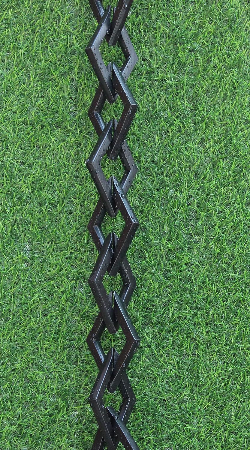 KAM Home Diamond Links Rain Chain with Installation Kit (Black, 12)