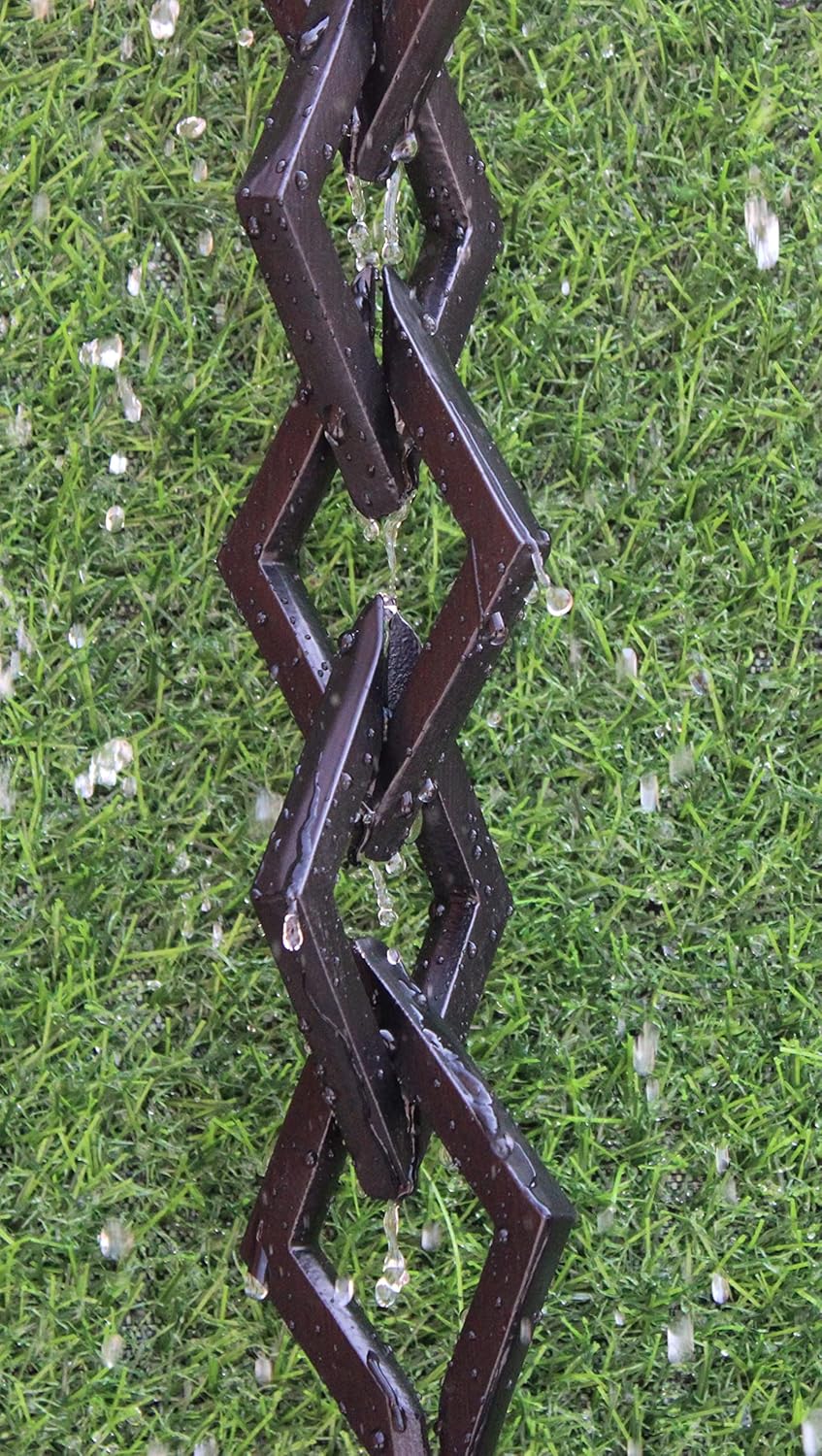 KAM Home Diamond Links Rain Chain with Installation Kit (Black, 15)