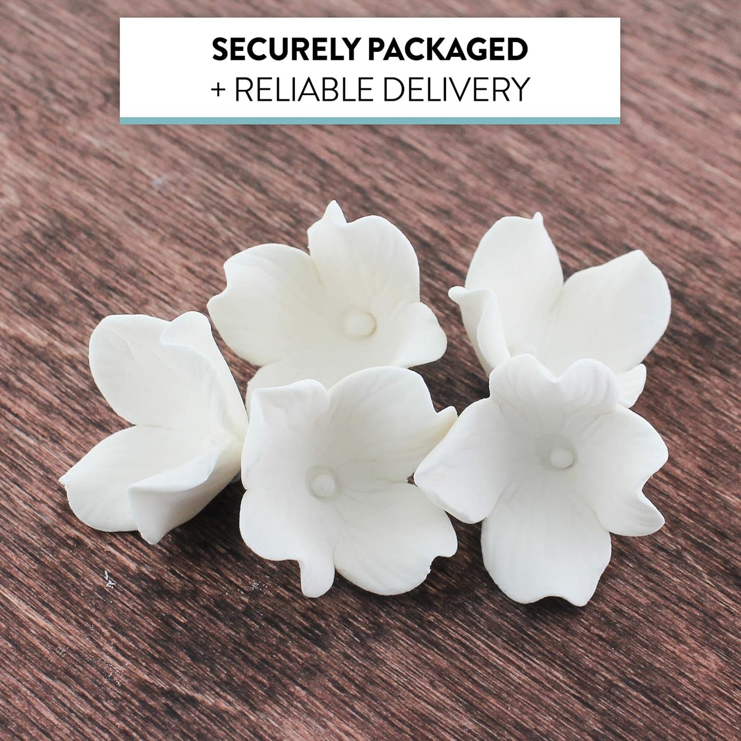 Global Sugar Art Hydrangea Blossom Edible Sugar Cake Flowers, Unwired, White, 144 Count by Chef Alan Tetreault